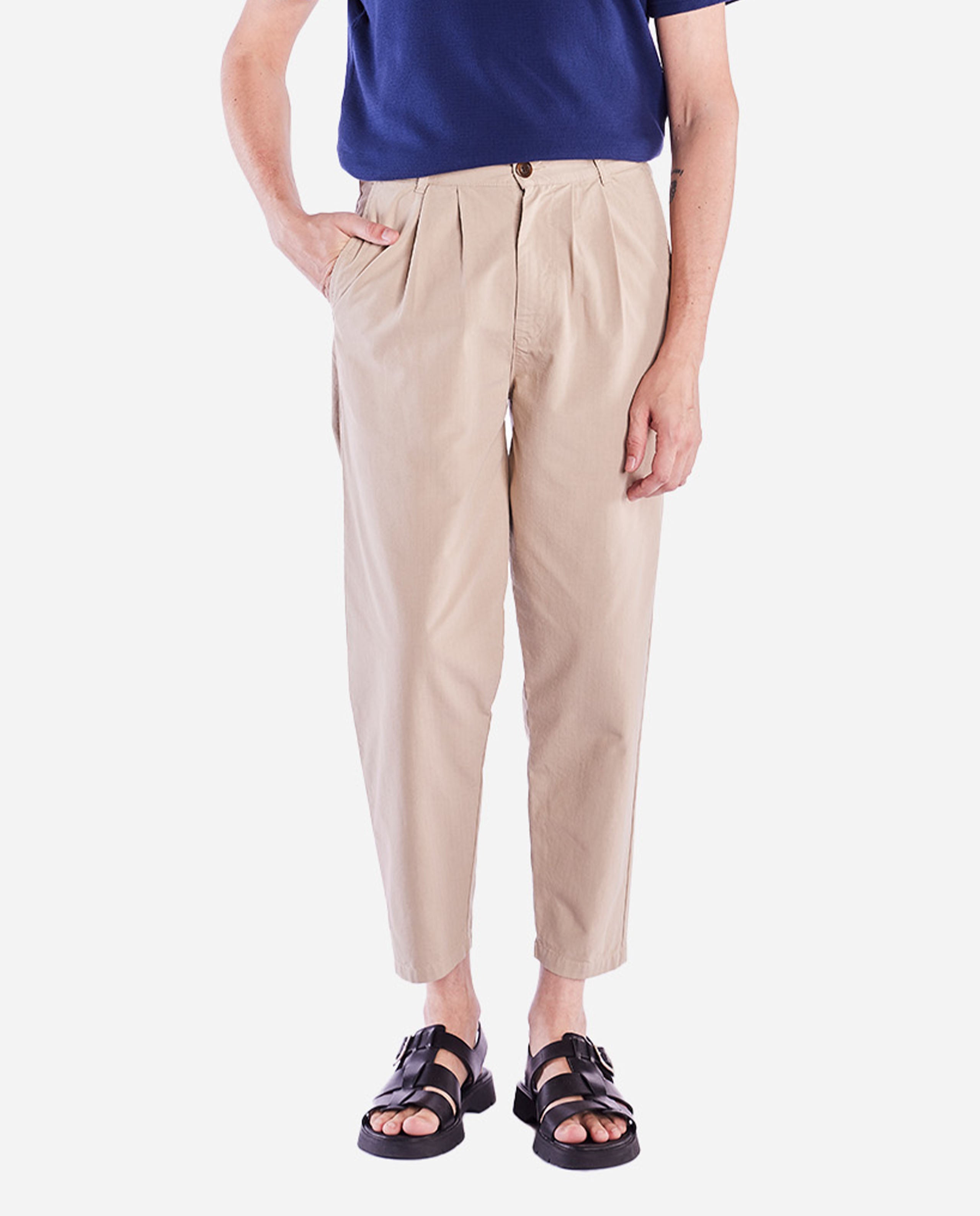 marché commun pantalon à pinces en coton bio beige olow