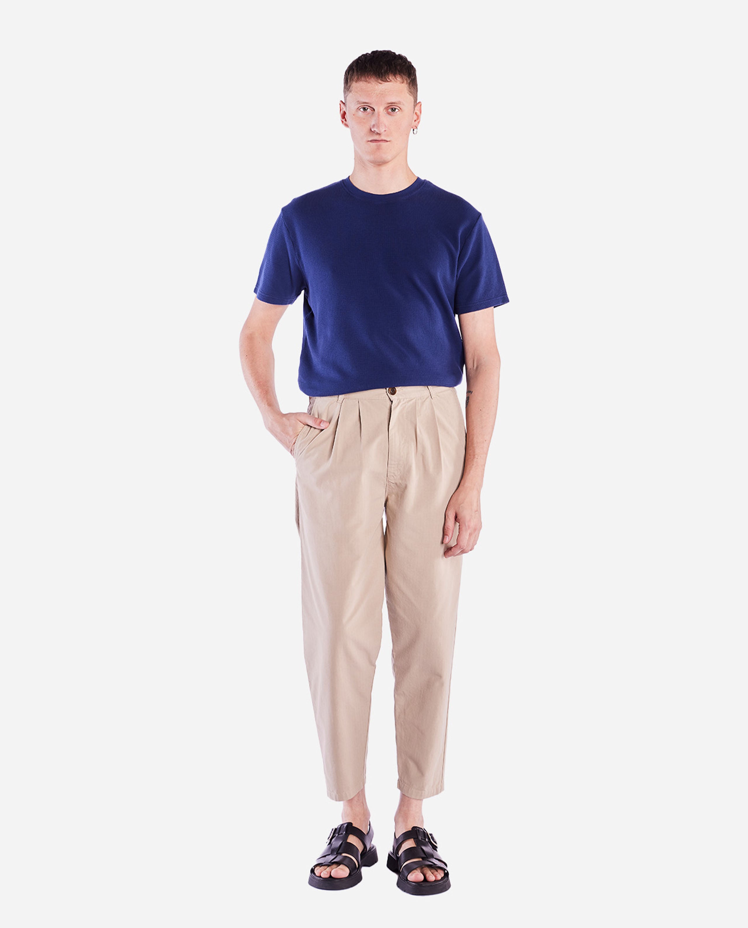 marché commun pantalon à pinces en coton bio beige olow