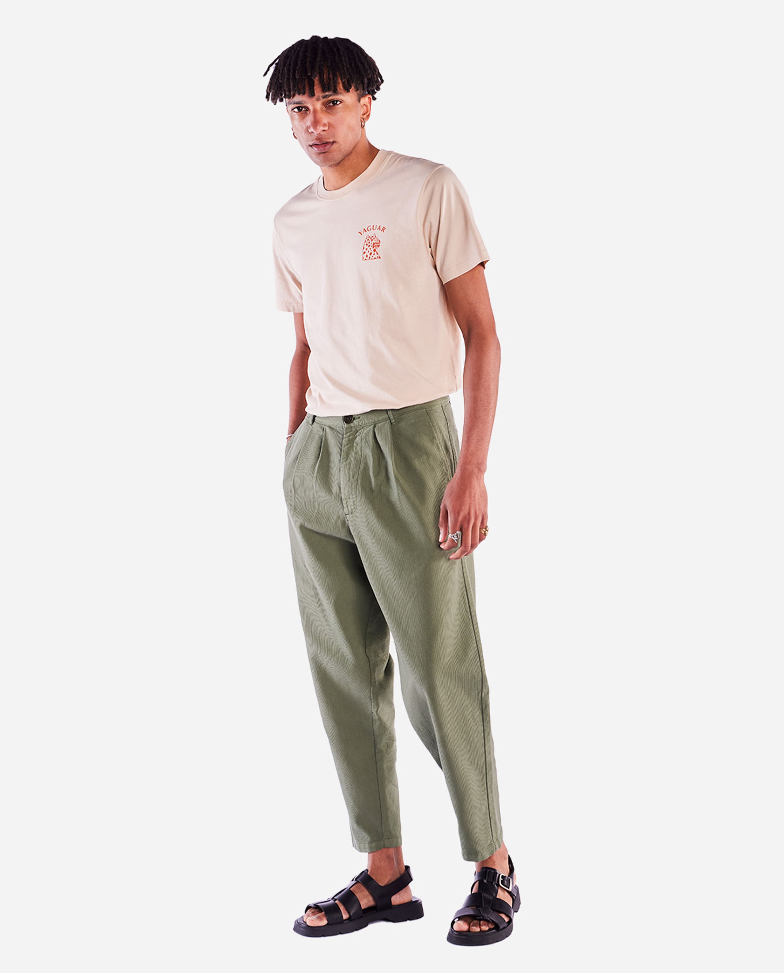 marché commun pantalon a pinces en coton bio kaki olow