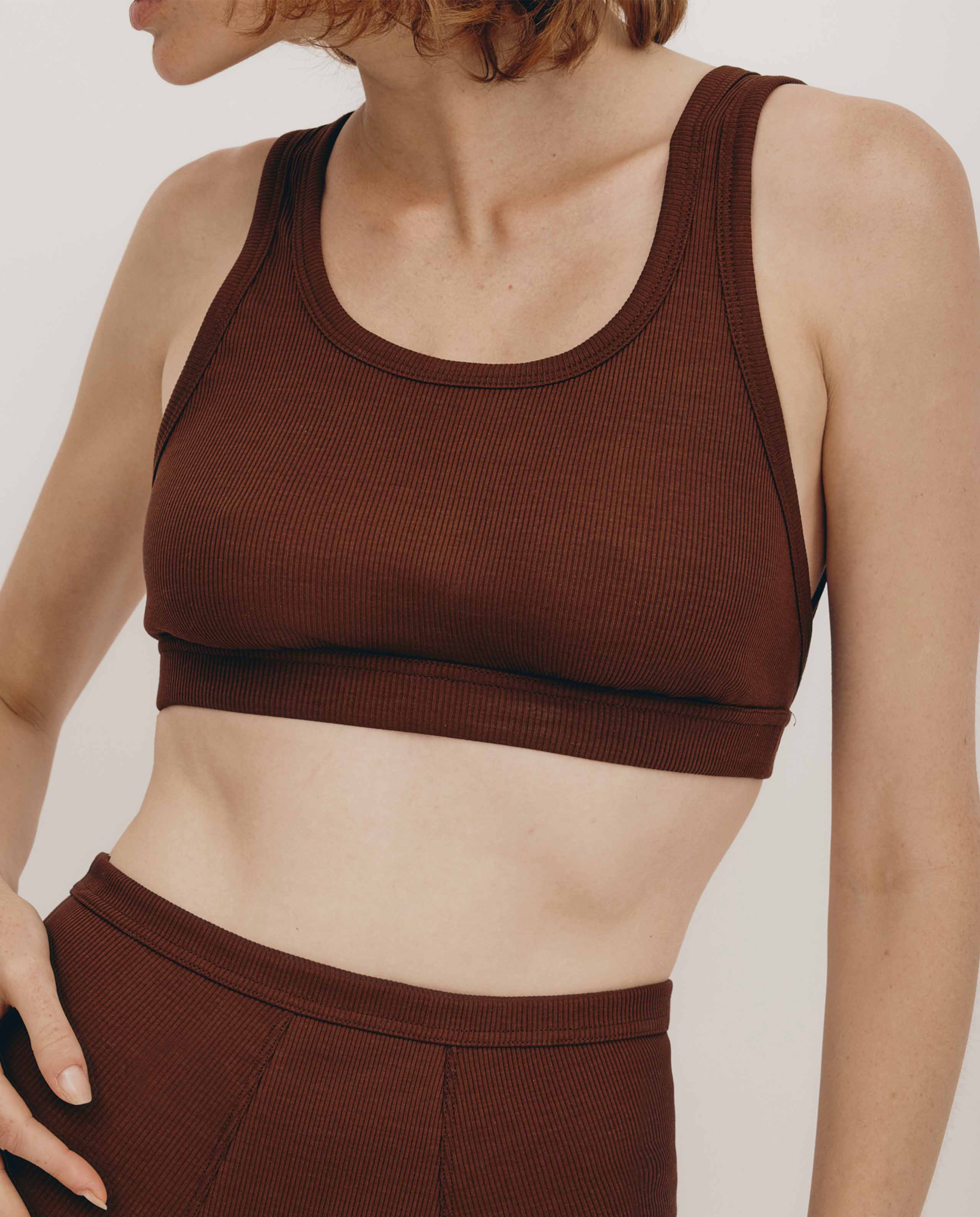 Marché Commun Organic Basics Brassière Coton Bio Côtelé Erable