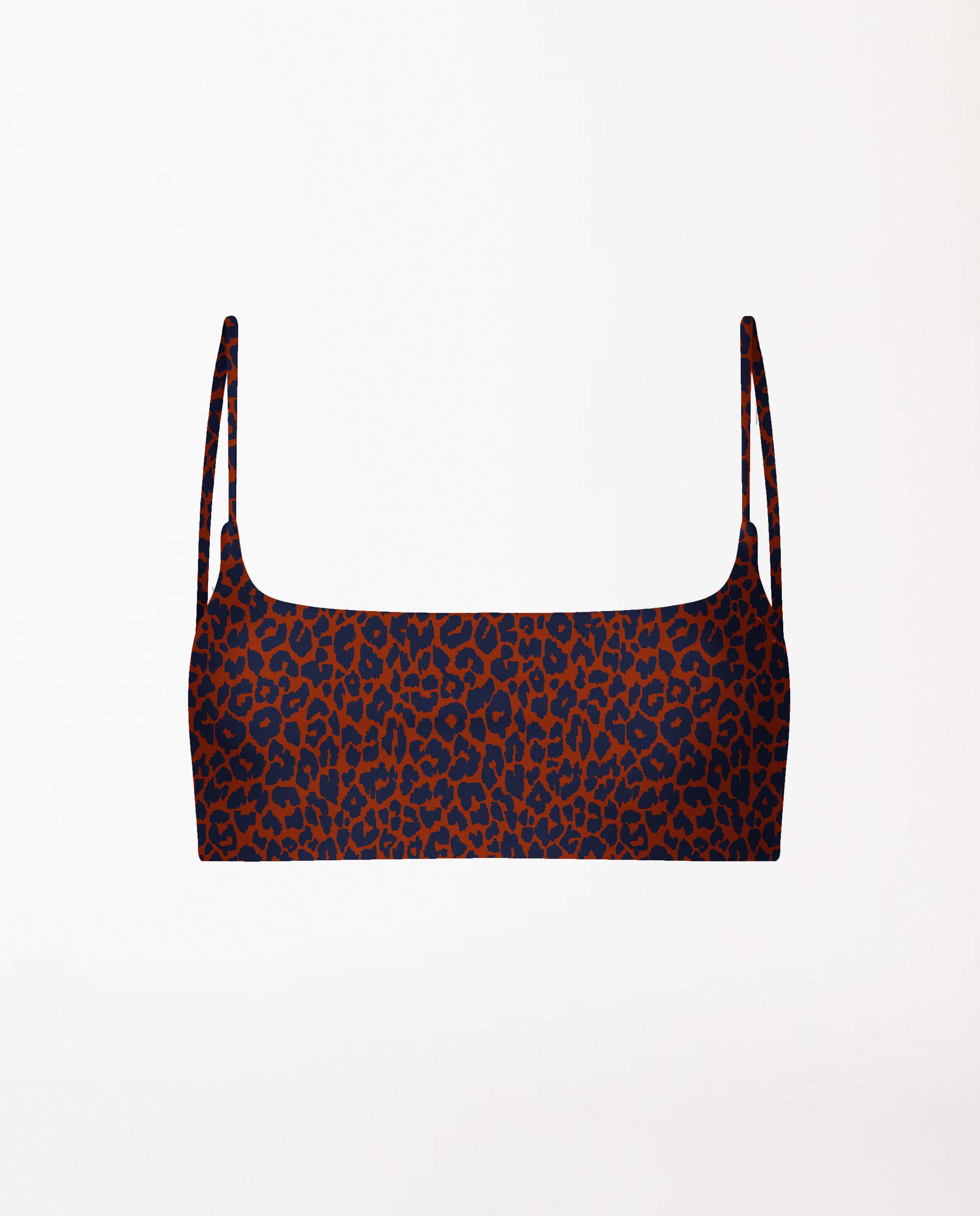 marché commun oy surf haut maillot bandeau recyclé imprimé léopard bleu rouge