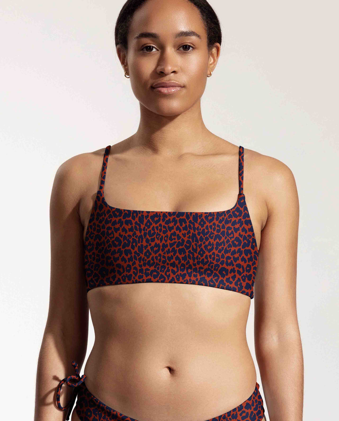 marché commun oy surf haut maillot bandeau recyclé imprimé léopard bleu rouge