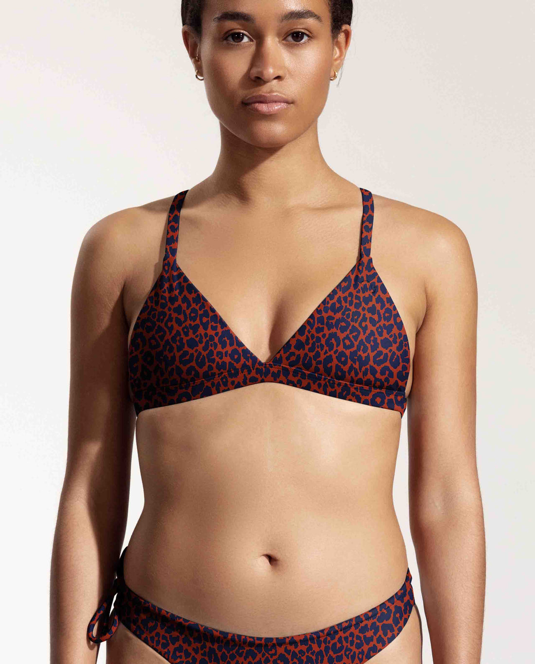 marché commun oy surf haut maillot triangle recyclé imprimé léopard bleu rouge