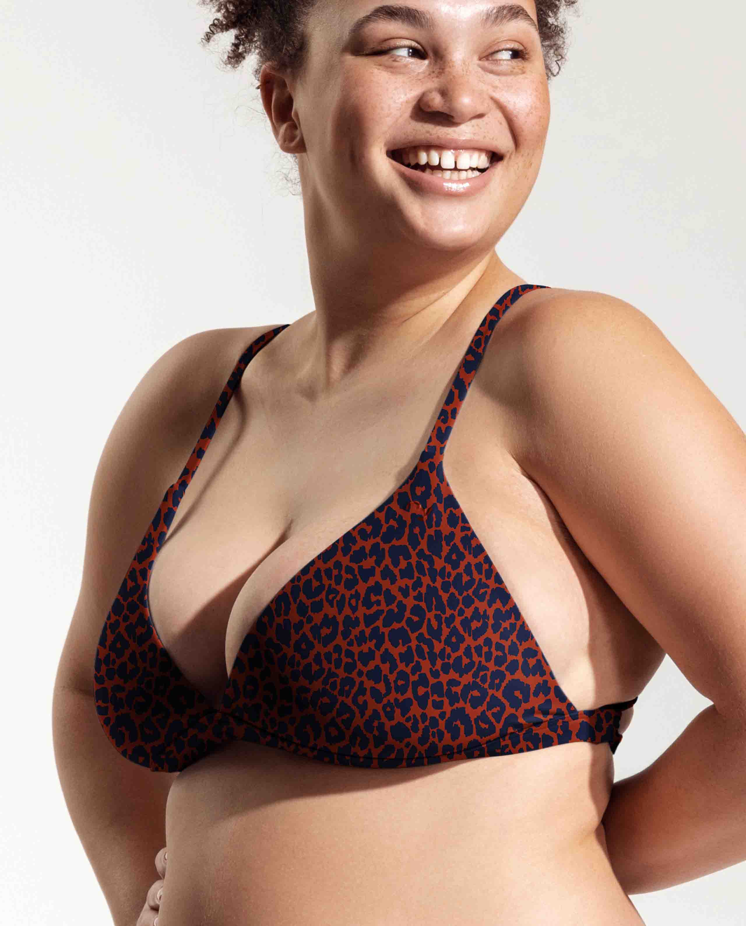 marché commun oy surf haut maillot triangle recyclé imprimé léopard bleu rouge