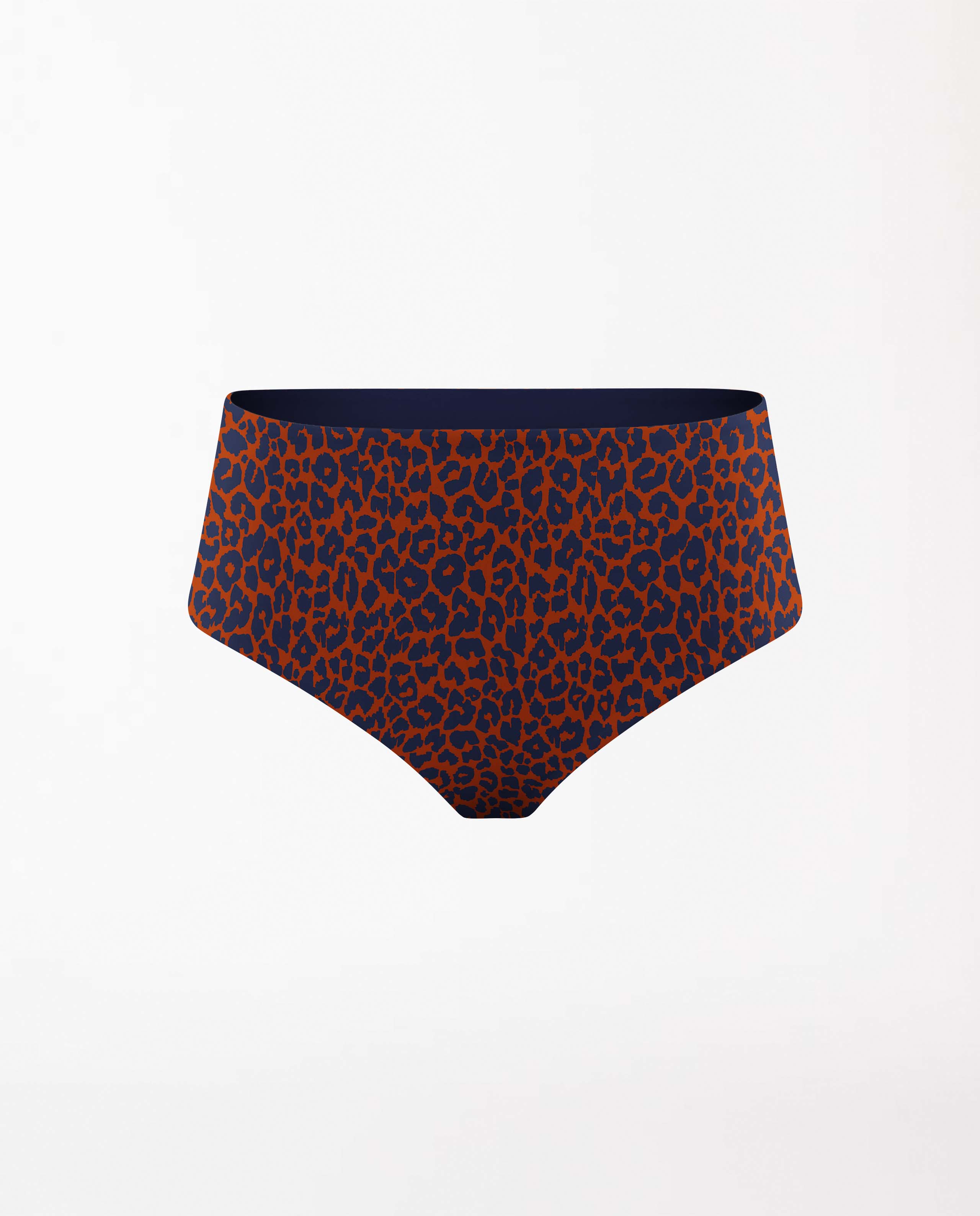 marché commun oy surf bas de maillot taille haute recyclé imprimé léopard bleu rouge