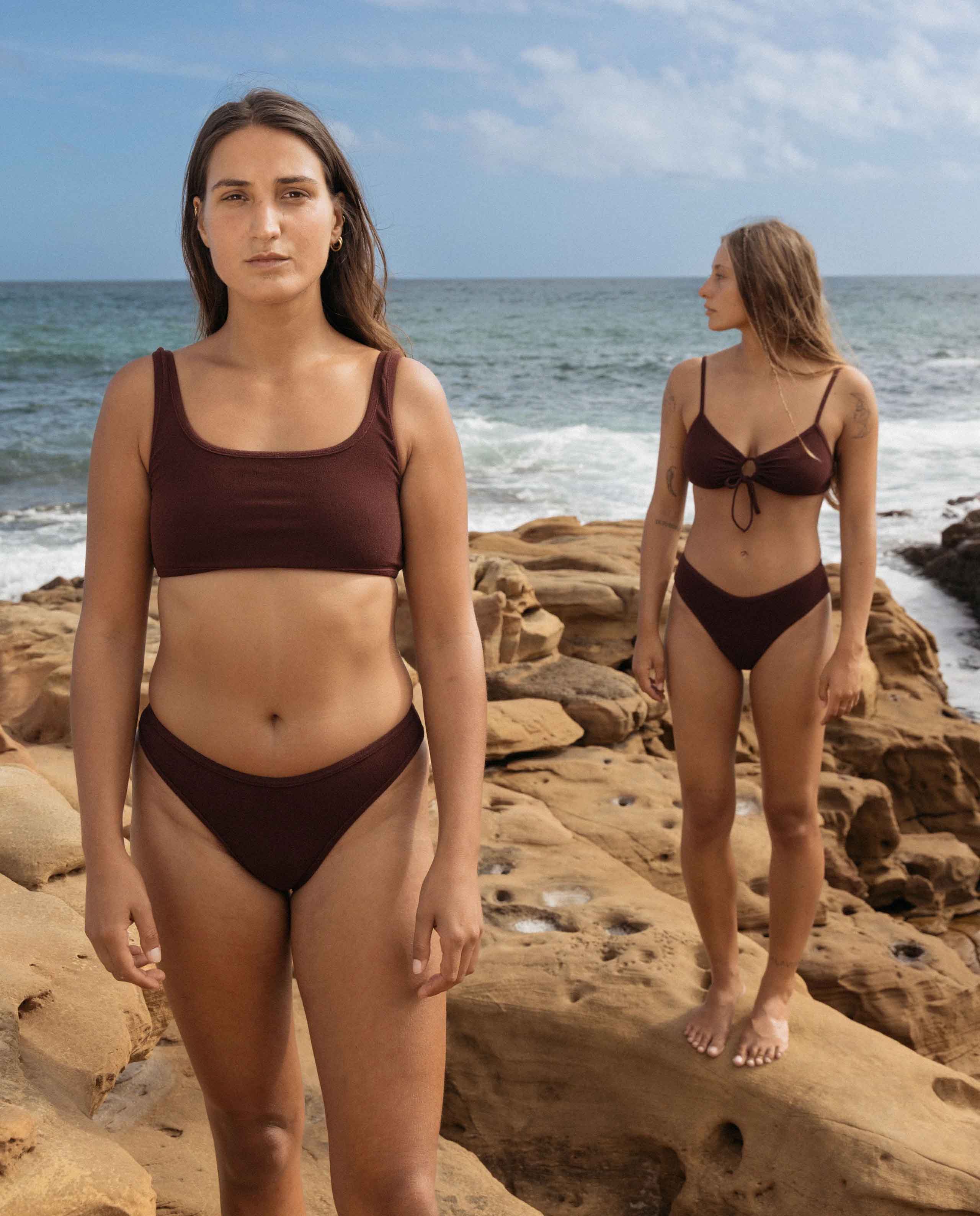 Marché Commun Bas de Maillot Eponge Marron Foncé Taille Mi Haute Recyclé Oy Surf