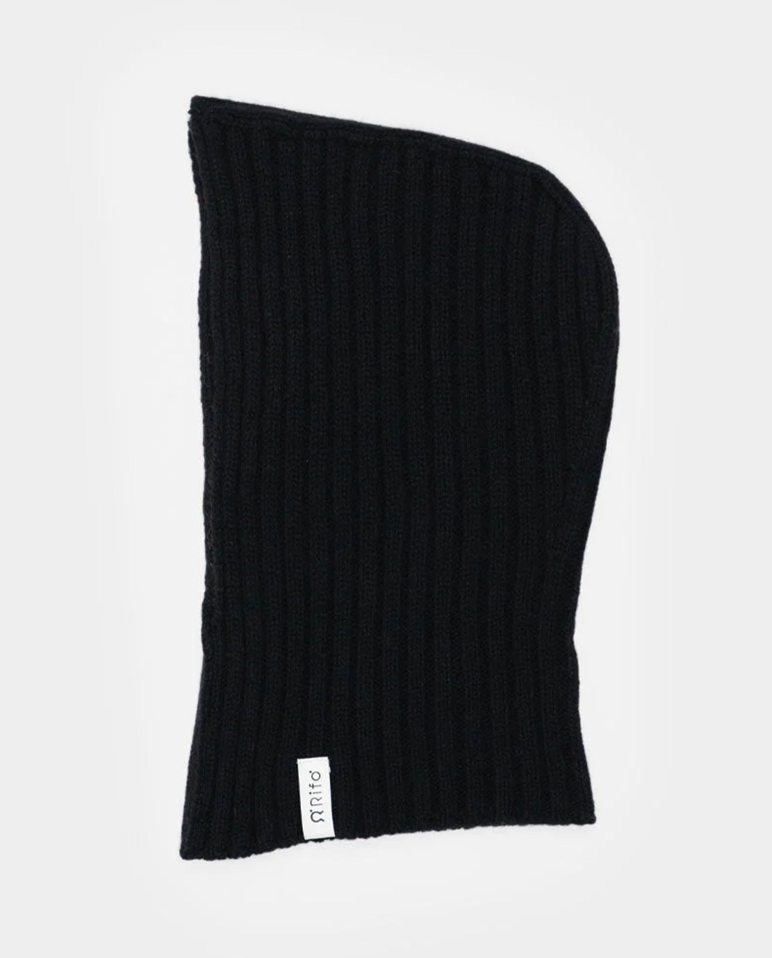 Marché Commun cagoule en laine et cachemire recyclés côtes larges noire Rifo