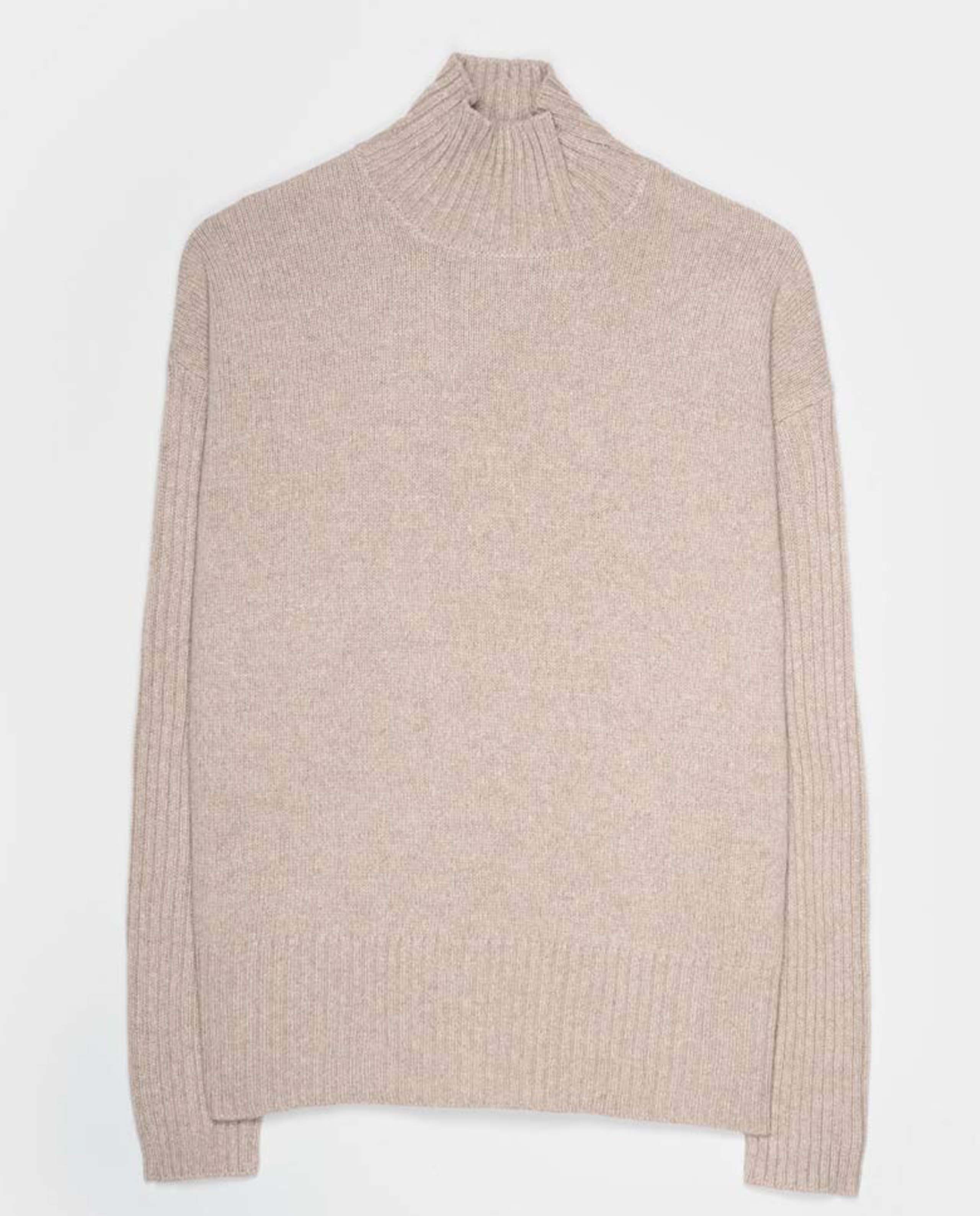 Pull col montant en cachemire et laine recyclés