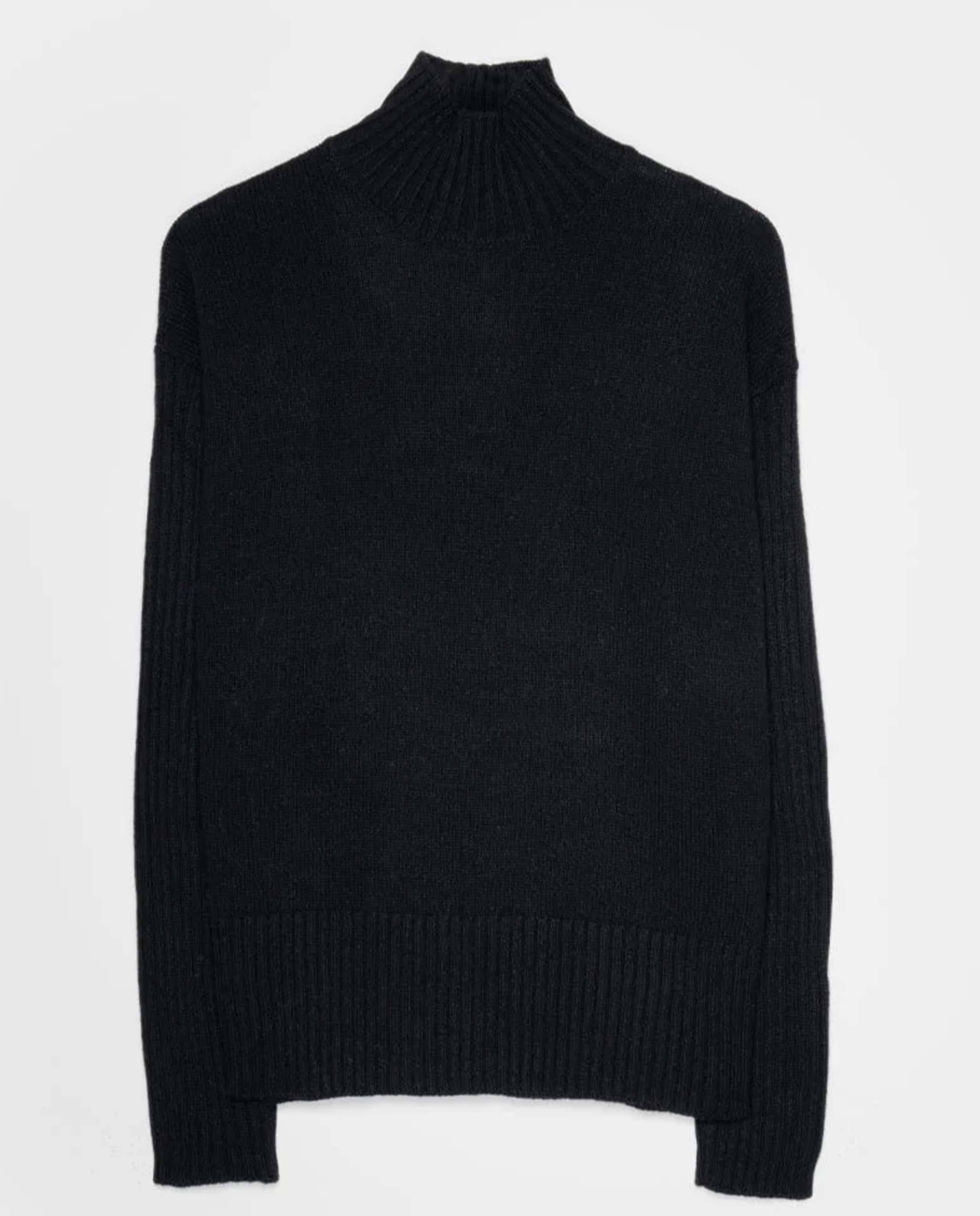 Pull col montant en cachemire et laine recyclés