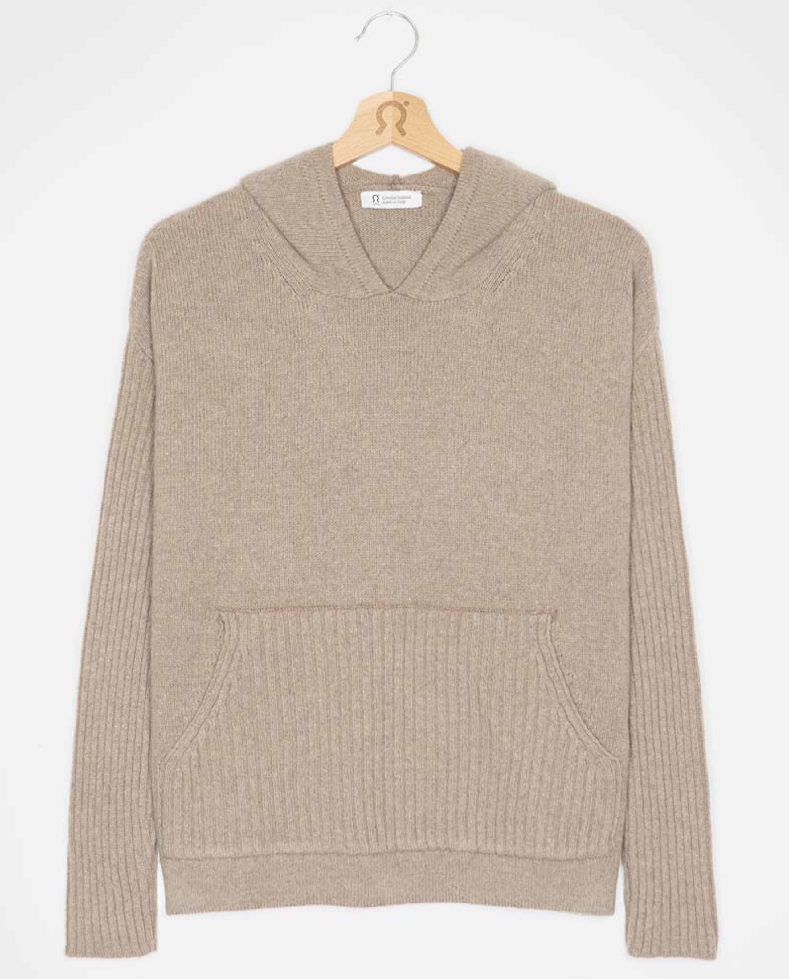 Marché Commun Sweat à capuche en cachemire et laine recyclés beige sable rifo