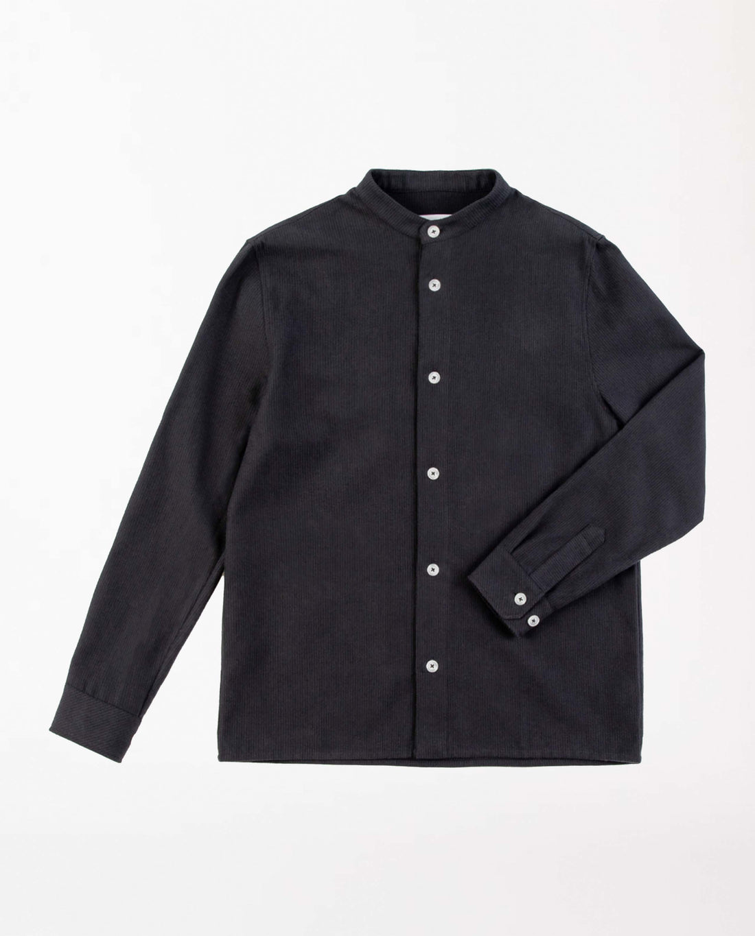 marché commun rotholz homme chemise col mao flanelle coton biologique noire