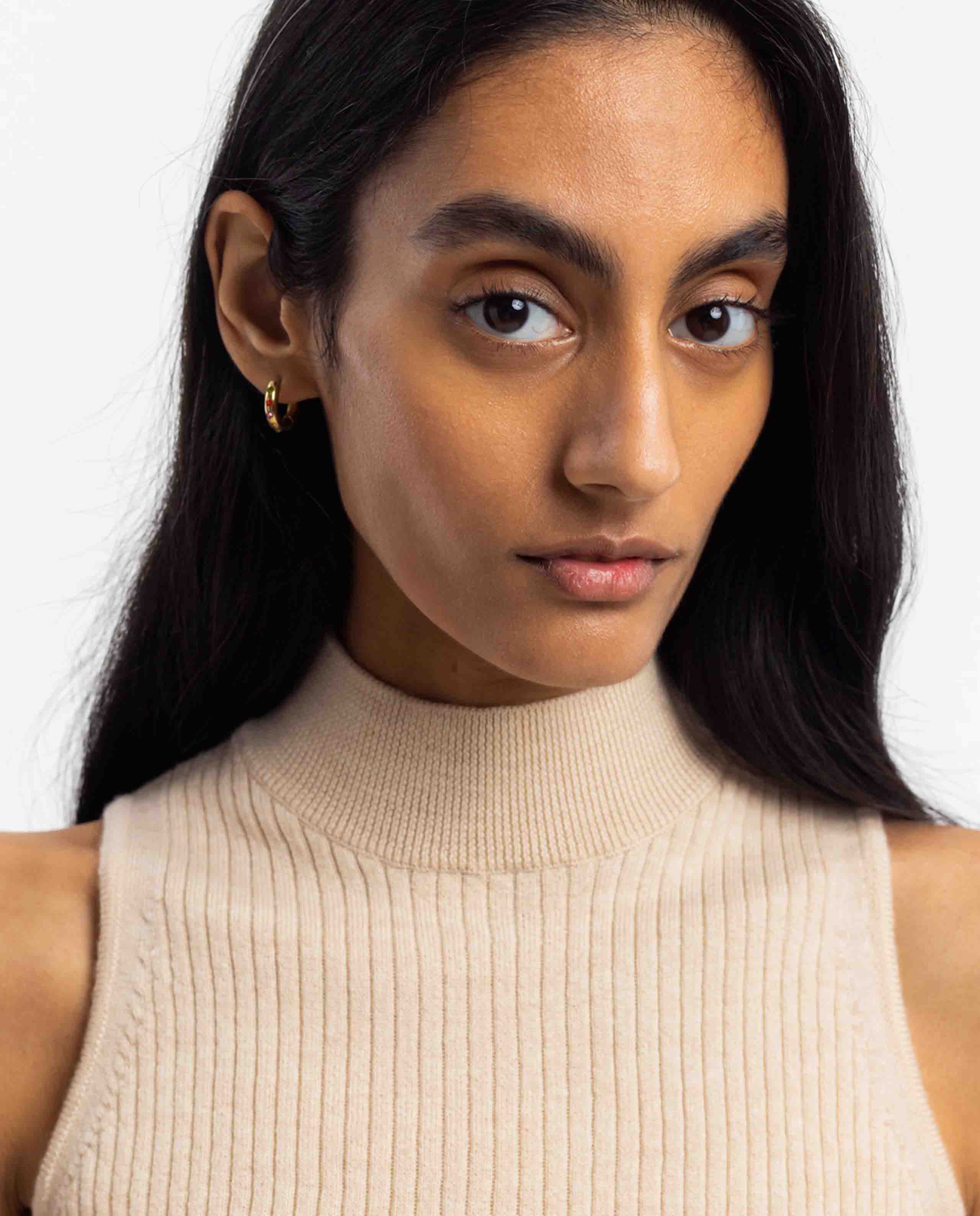 Marché Commun Col roulé sans manches en laine mérinos sable Rotholz