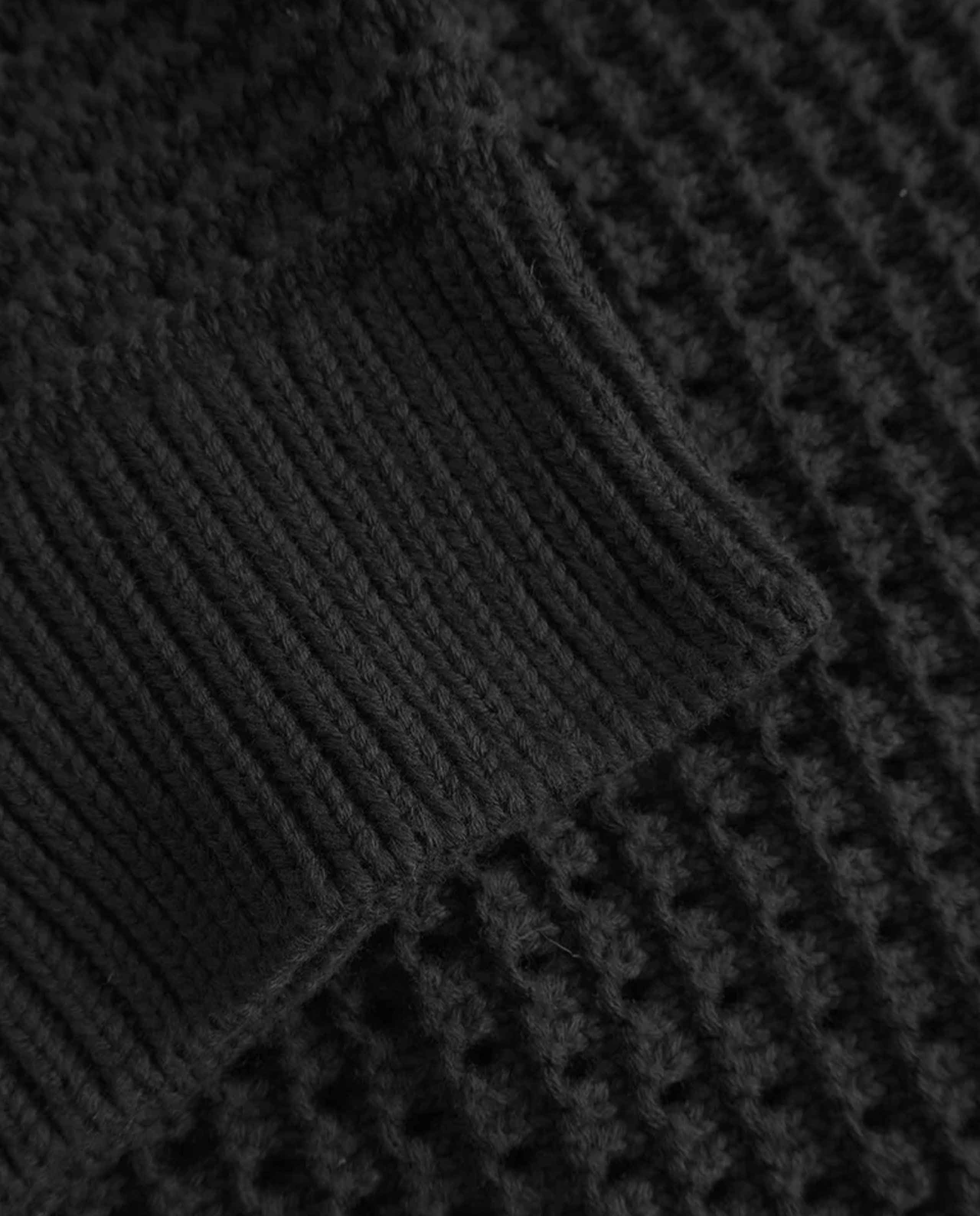 marché commun gilet tricot ajouré en coton bio noir rotholz