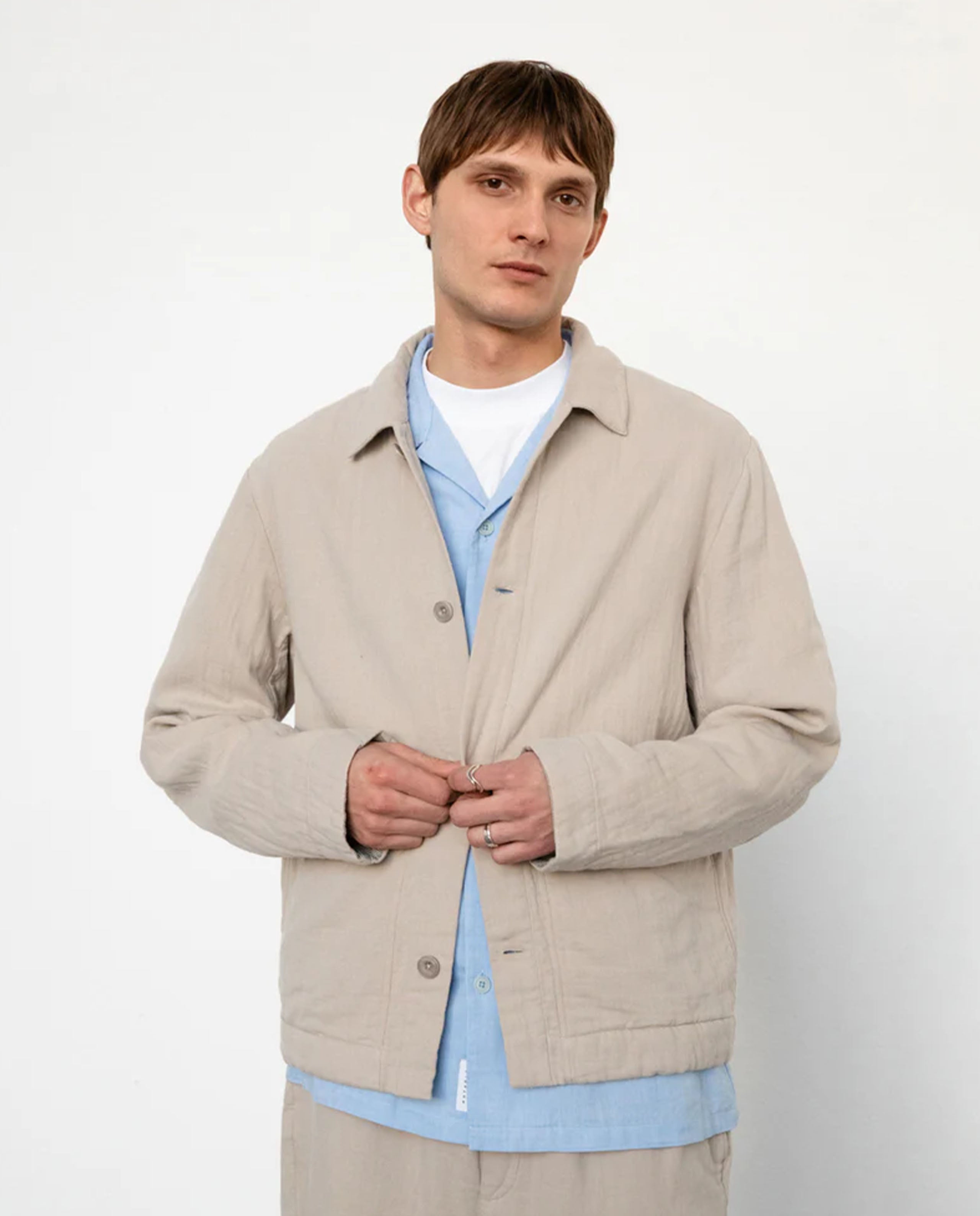 marché commun veste workwear en coton recyclé beige sable rotholz