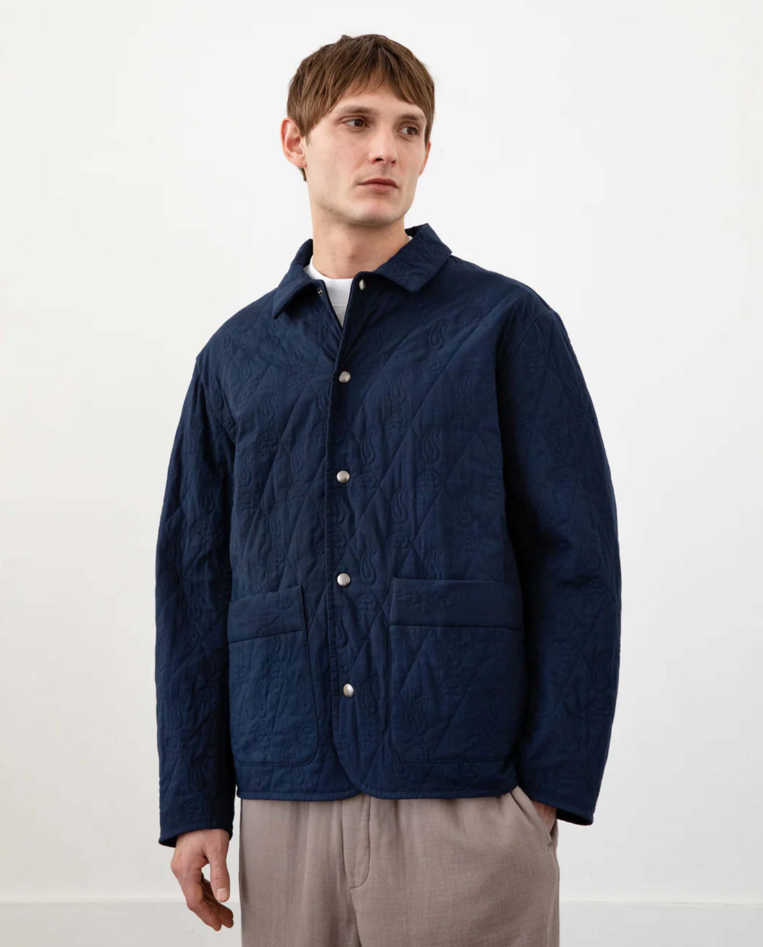 marché commun veste liner matelassée en coton bio bleu marine rotholz