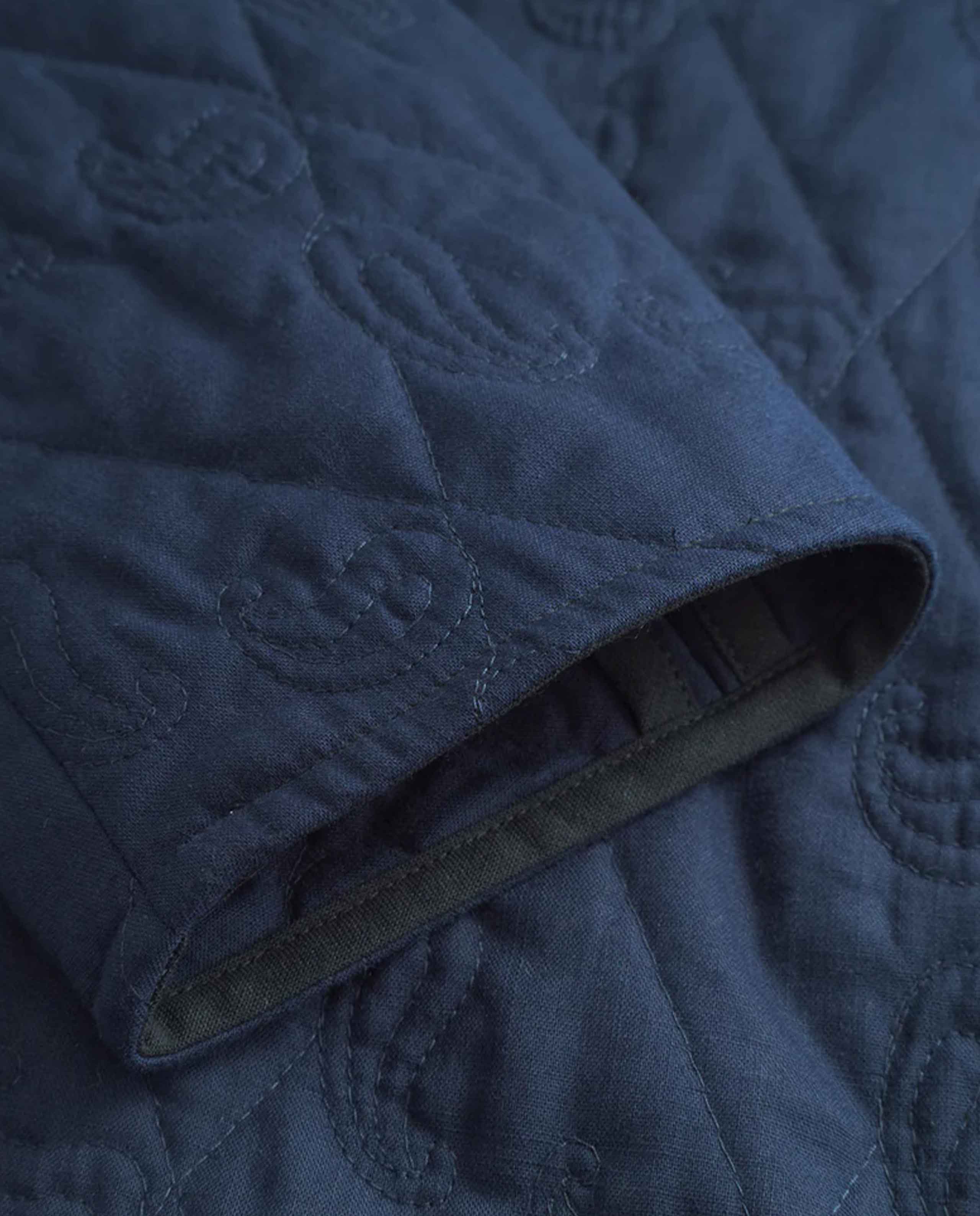 marché commun veste liner matelassée en coton bio bleu marine rotholz