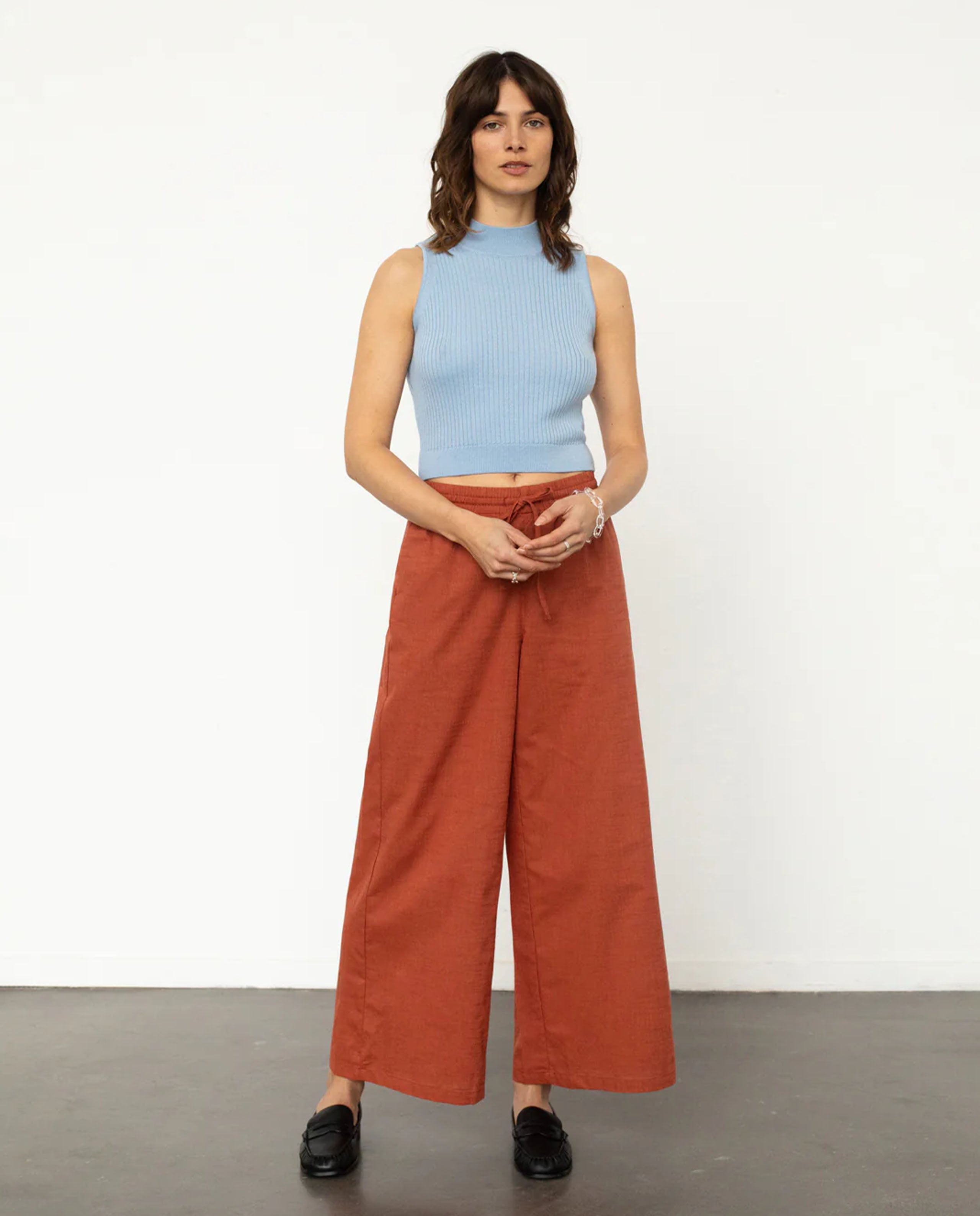 Débardeur col cheminée en laine mérinos