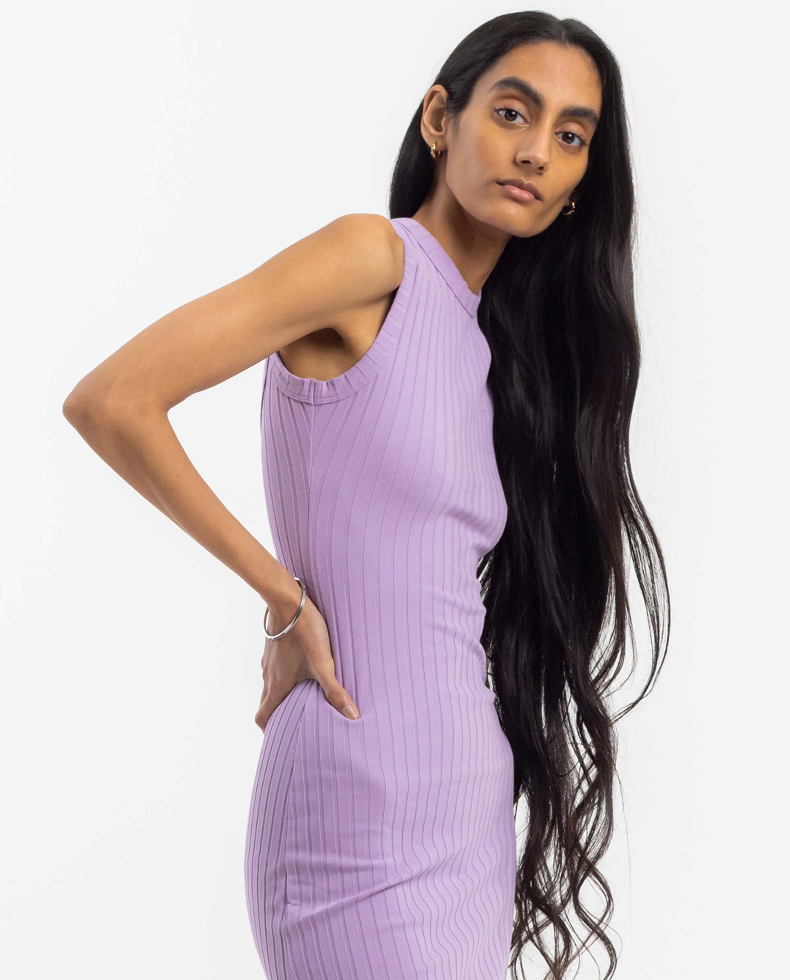 Marché Commun Robe midi dos nu en coton bio lavande Rotholz