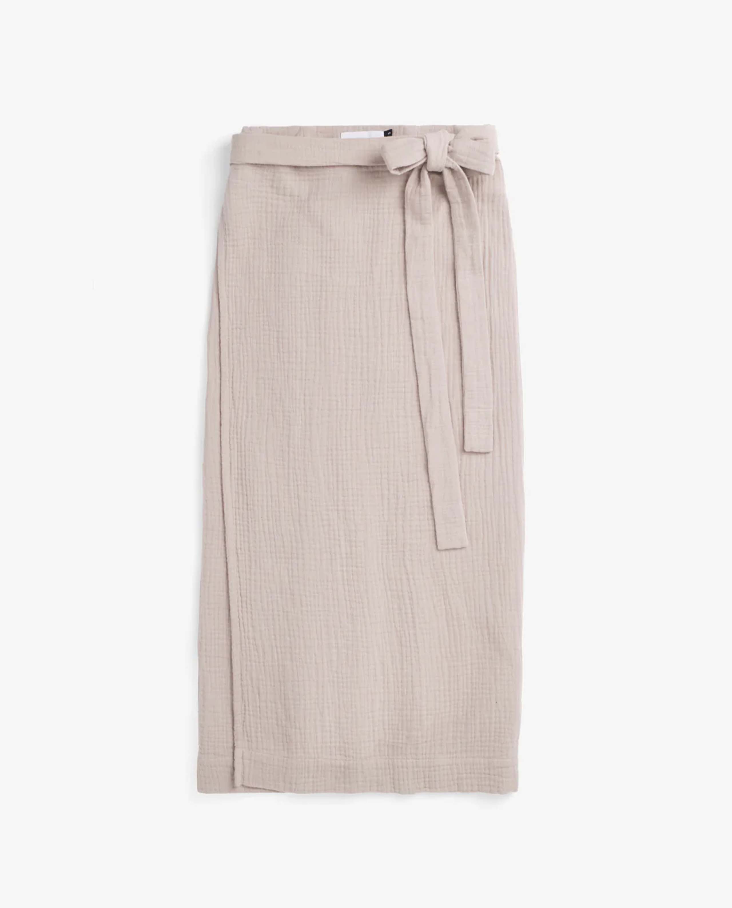 marché commun jupe portefeuille gaufrée en coton bio sable rotholz