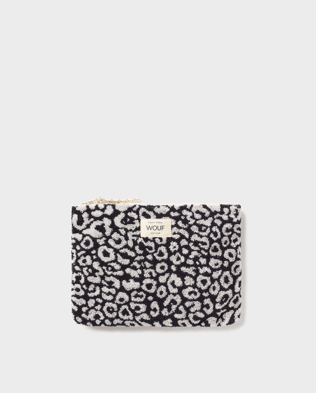 Marché Commun pochette en eponge coton bio noir blanc wouf
