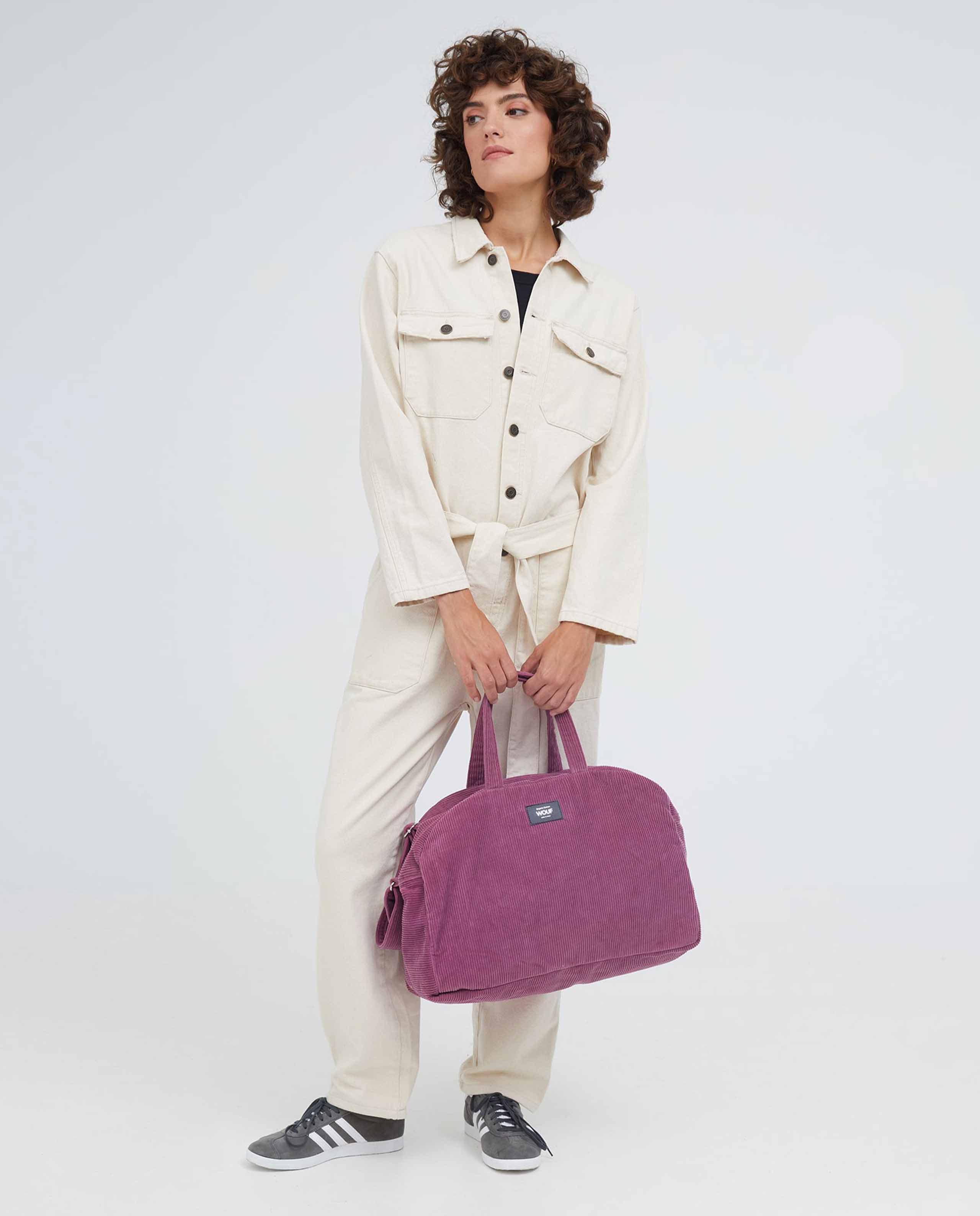 Marché Commun sac weekend velours mauve Wouf