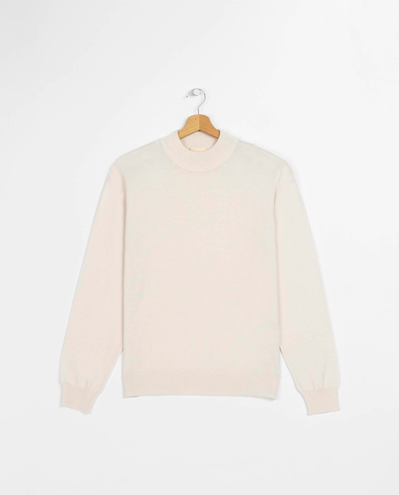 marché commun noyoco pull homme col cheminée laine mérinos éco-responsable éthique fabriqué en Europe blanc