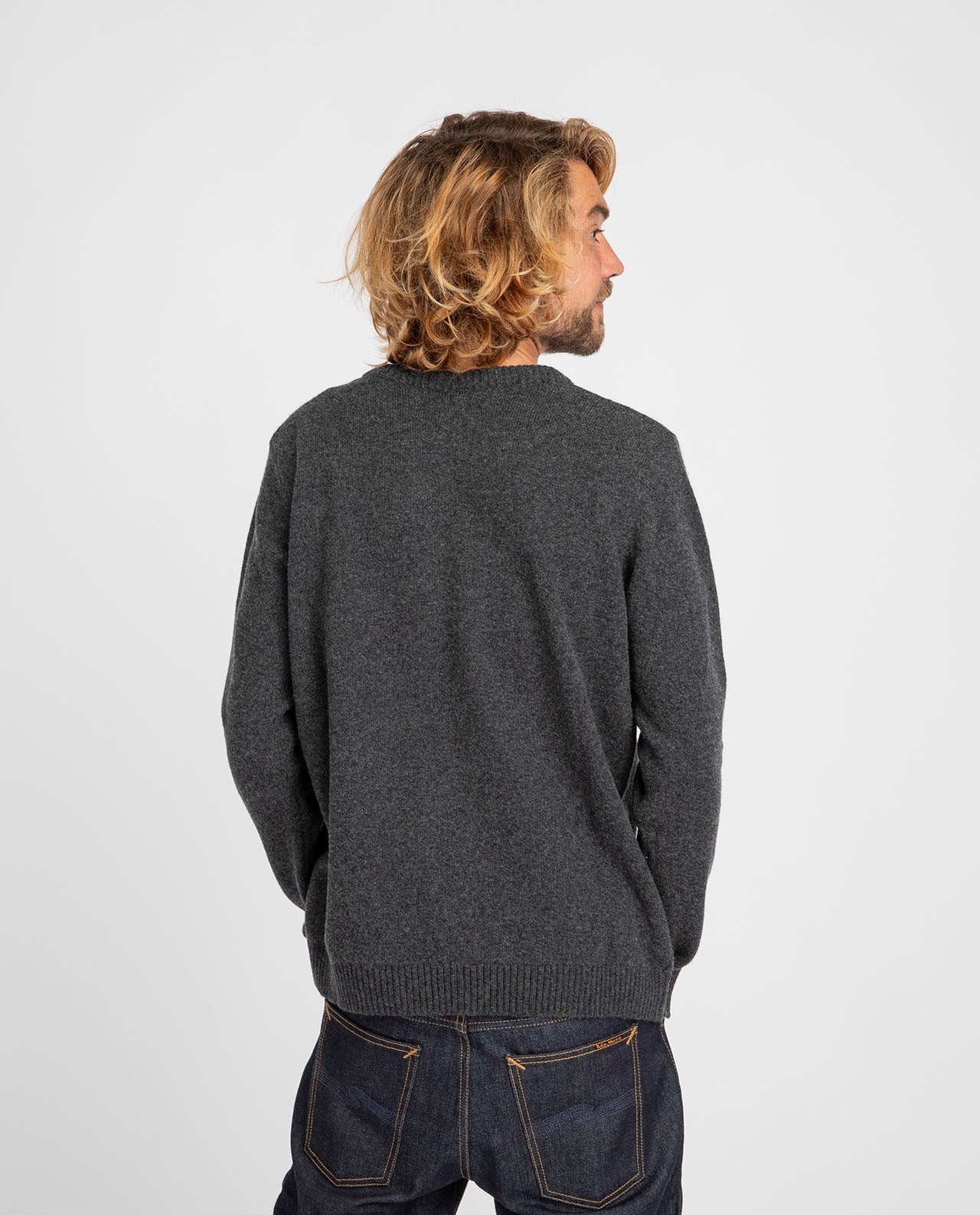 marché commun organic basics pull homme laine mérinos recyclée éco-responsable éthique gris anthracite