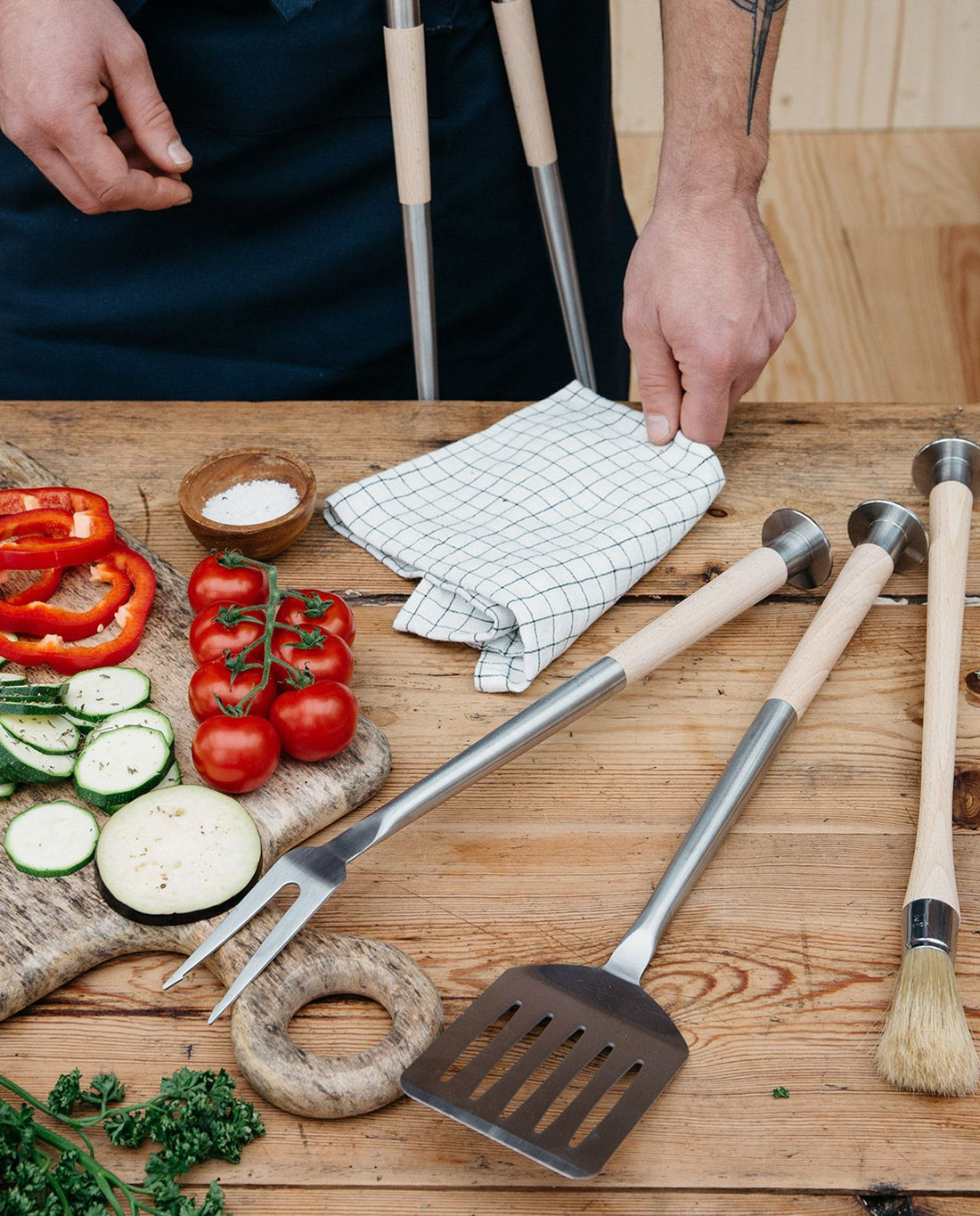 marché commun andrée jardin fourchette barbecue bois naturel écologique fabriquée en France cuisine jardin