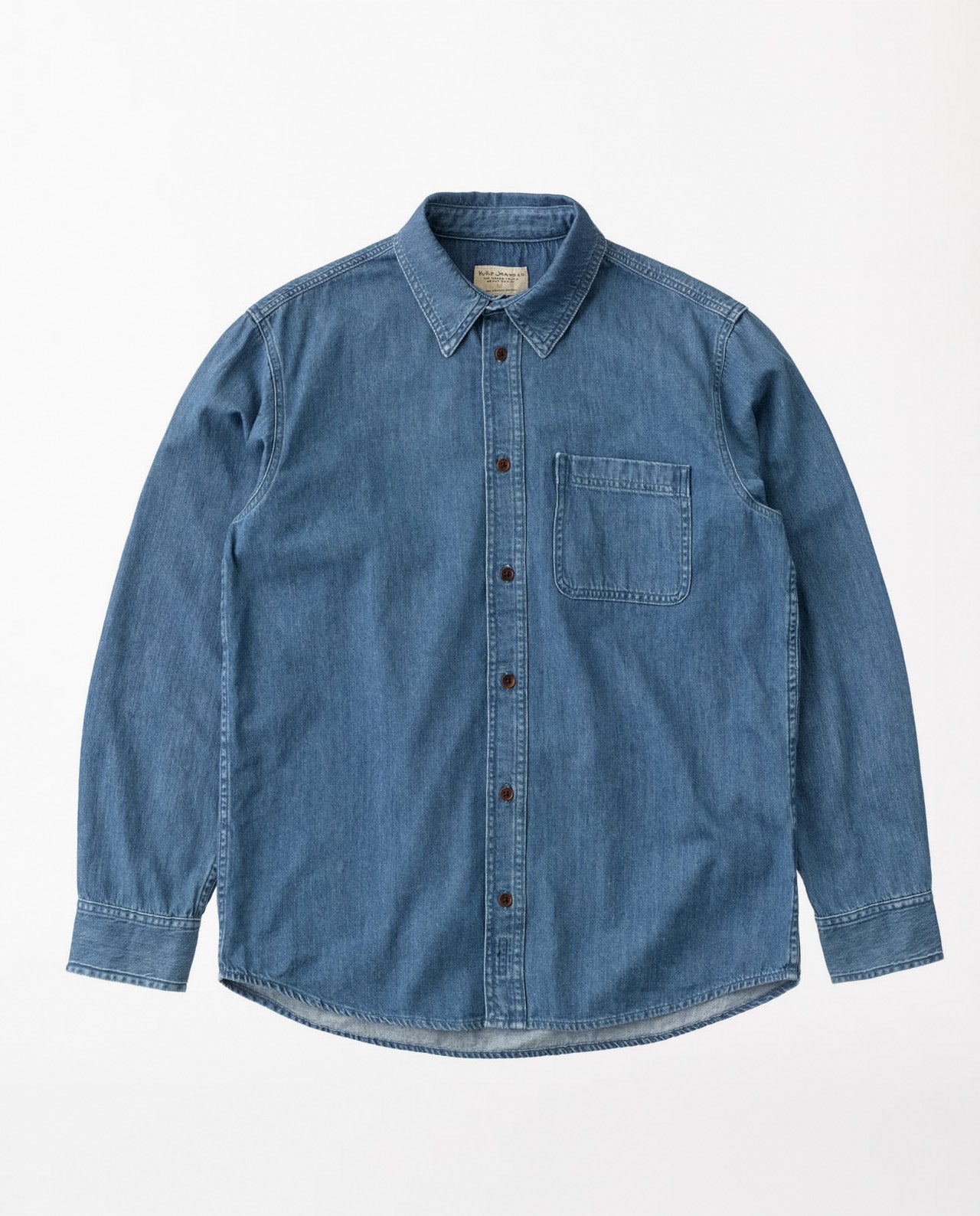 marché commun nudie jeans chemise denim coton biologique bleue éco responsable éthique homme