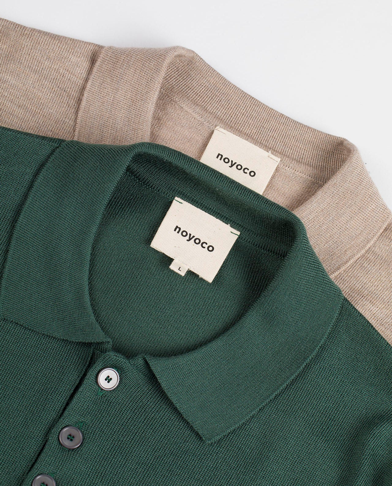 marché commun noyoco polo homme manches longues laine mérinos extra fine vert éco-responsable