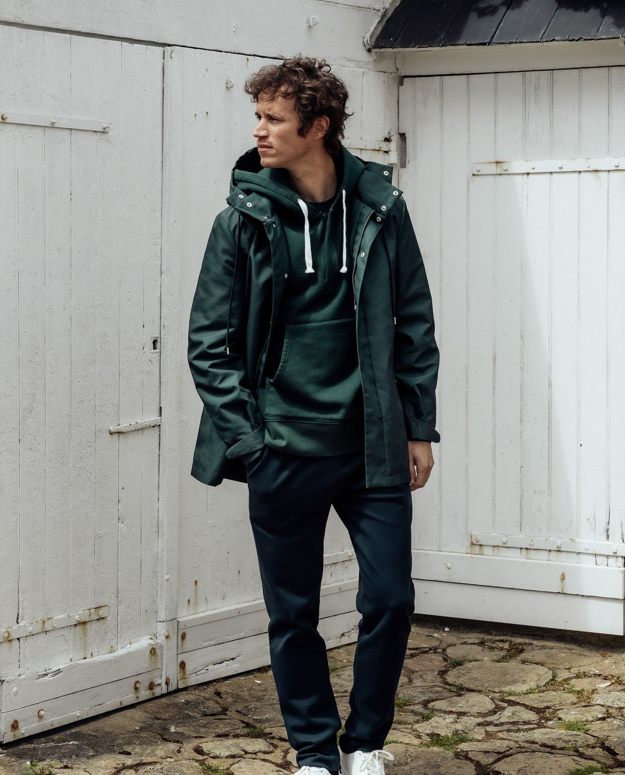 marché commun apnée swimwear parka homme imperméable coupe vent éco-responsable 100% recyclée vert