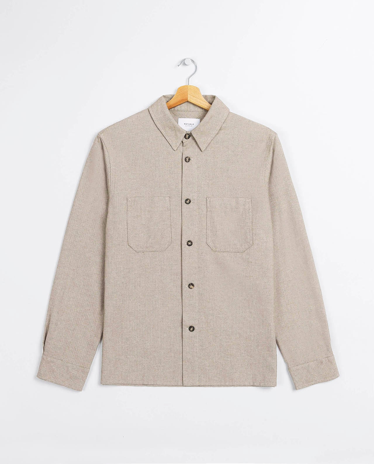 marché commun rotholz chemise beige chevrons homme coton biologique éco-responsable éthique fabriquée en Europe