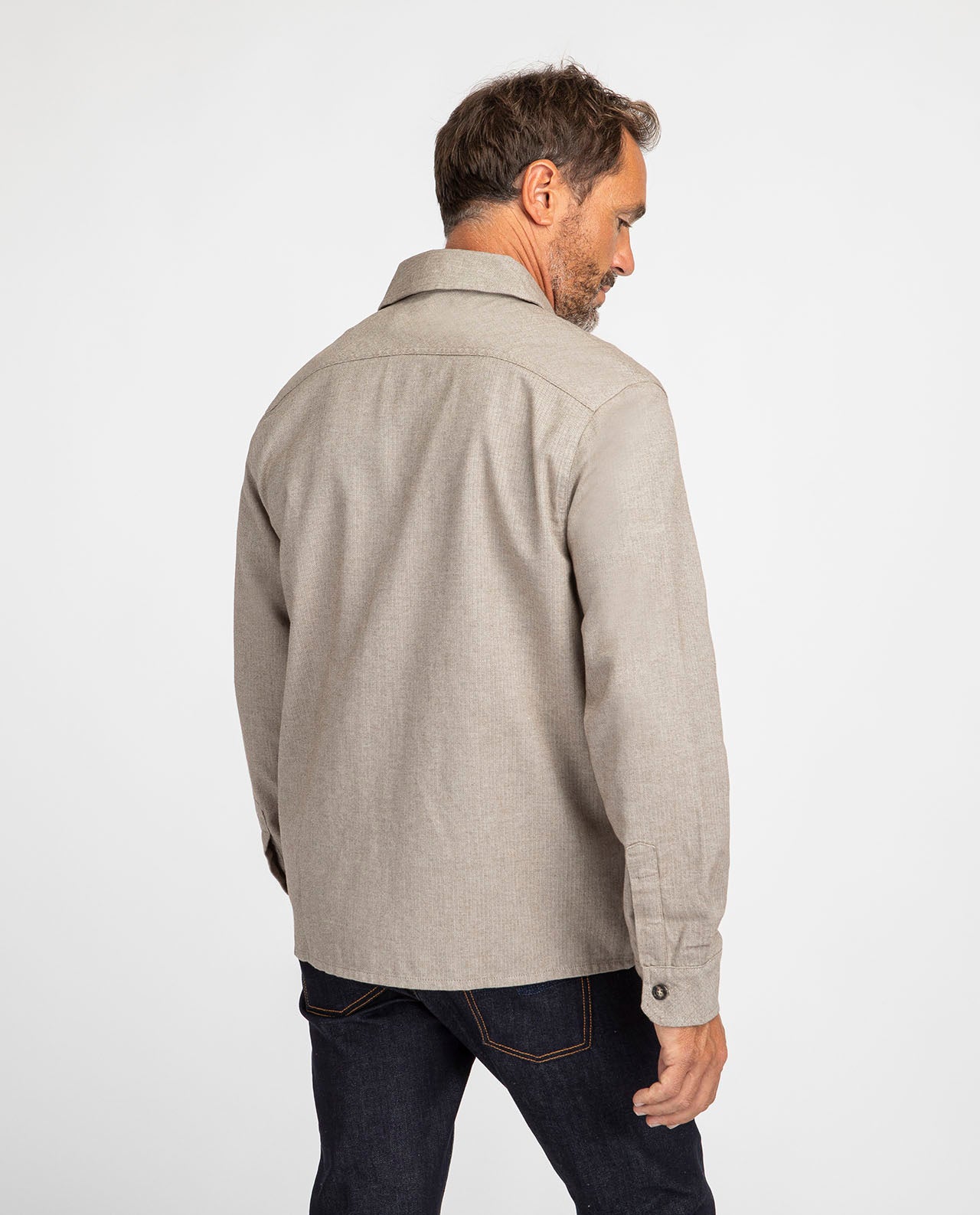 marché commun rotholz chemise beige chevrons homme coton biologique éco-responsable éthique fabriquée en Europe