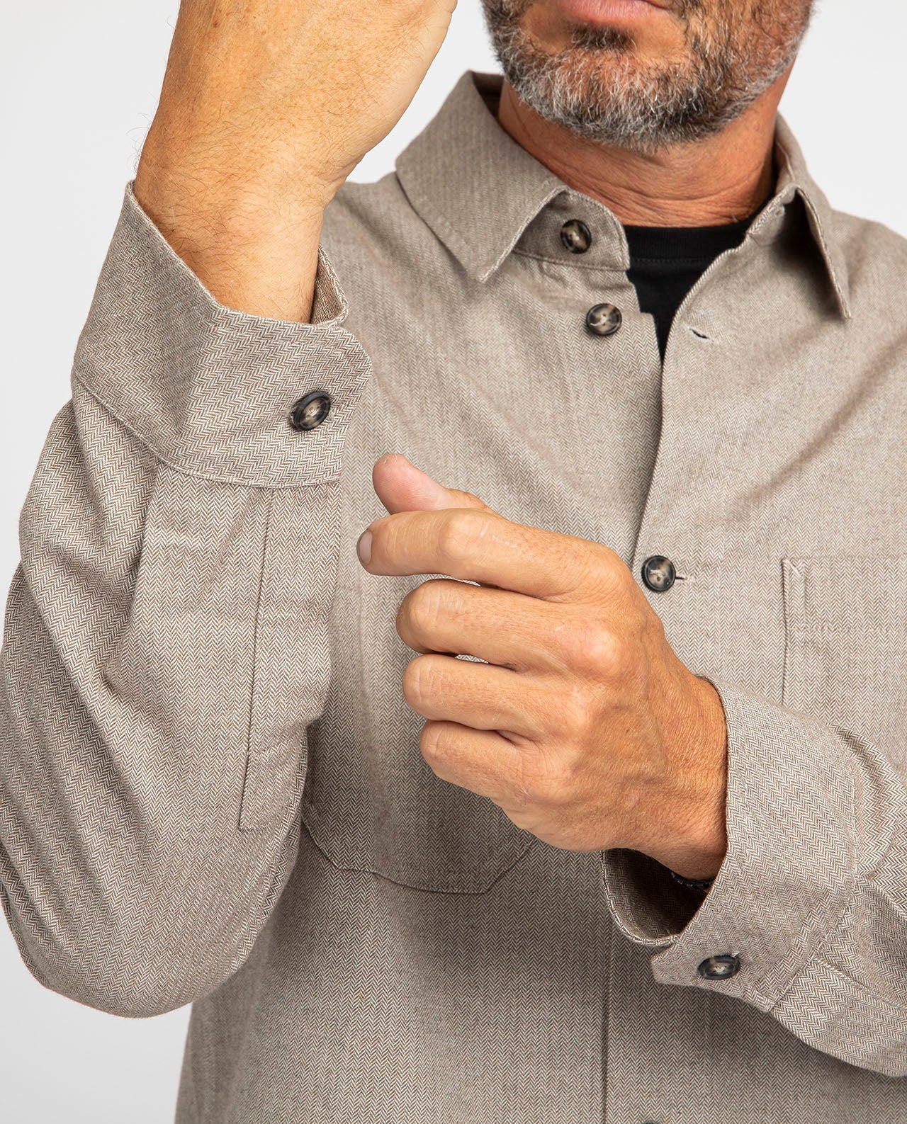 marché commun rotholz chemise beige chevrons homme coton biologique éco-responsable éthique fabriquée en Europe