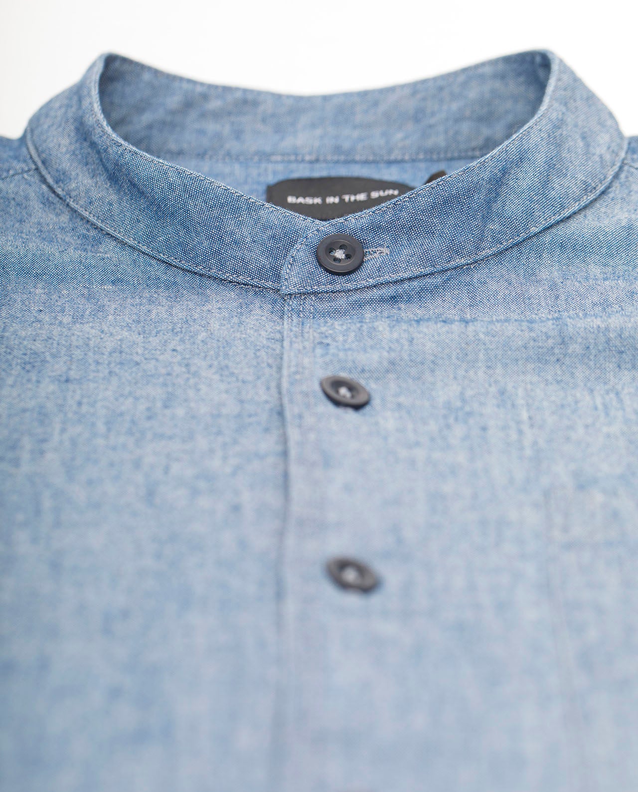 marché commun bask in the sun chemise homme col officier éthique chambray bleu