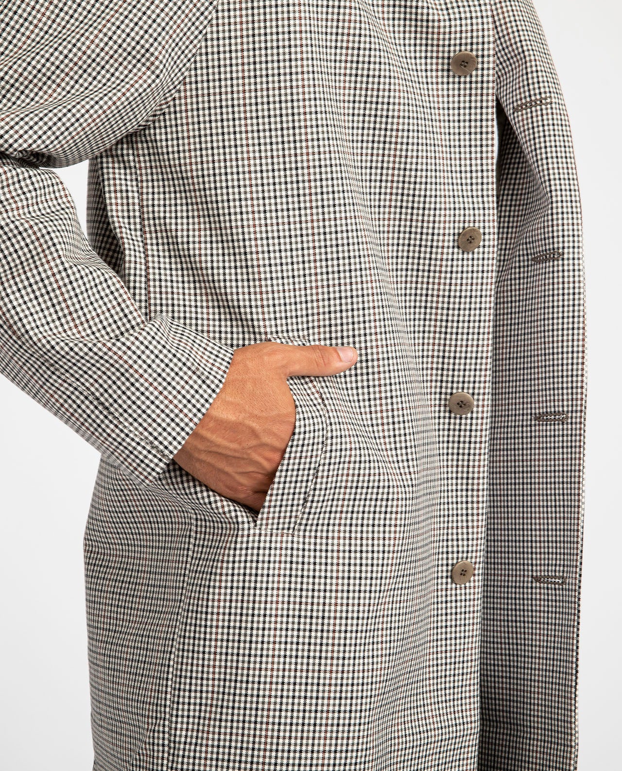 Manteau long à petits carreaux en coton bio