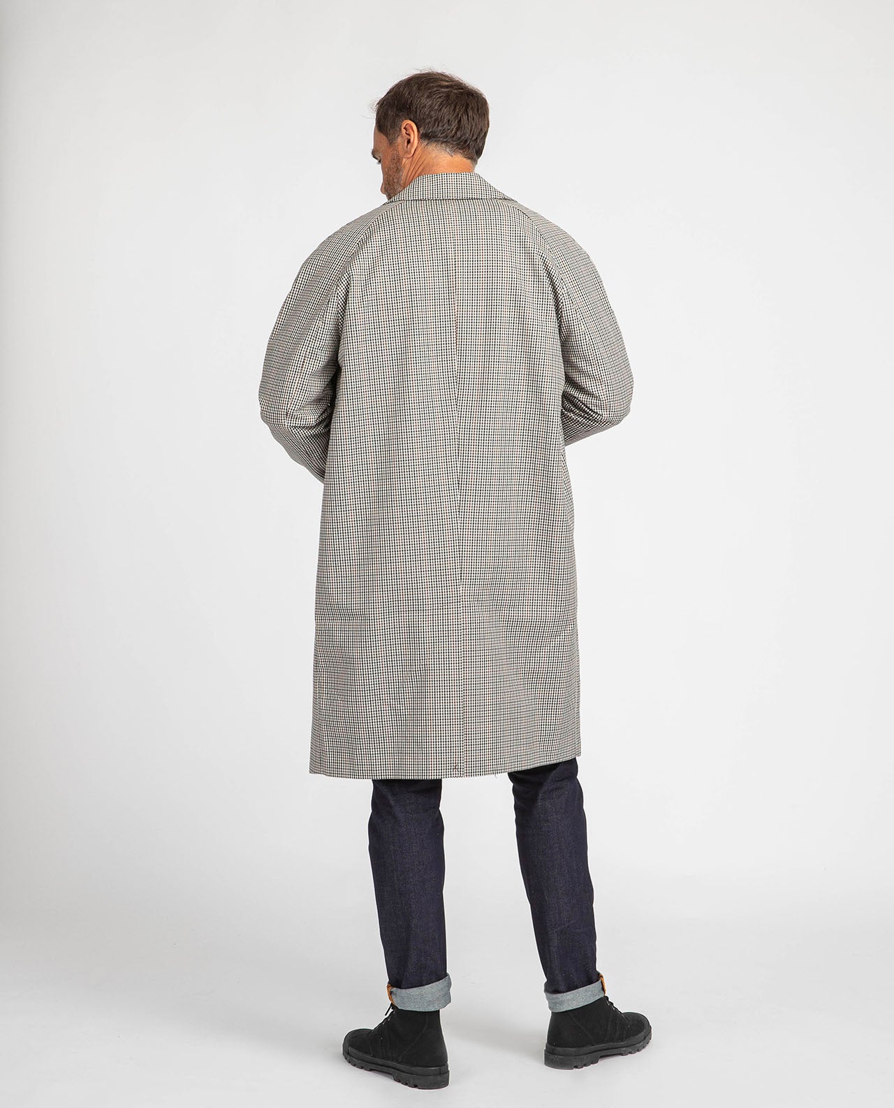 Manteau long à petits carreaux en coton bio