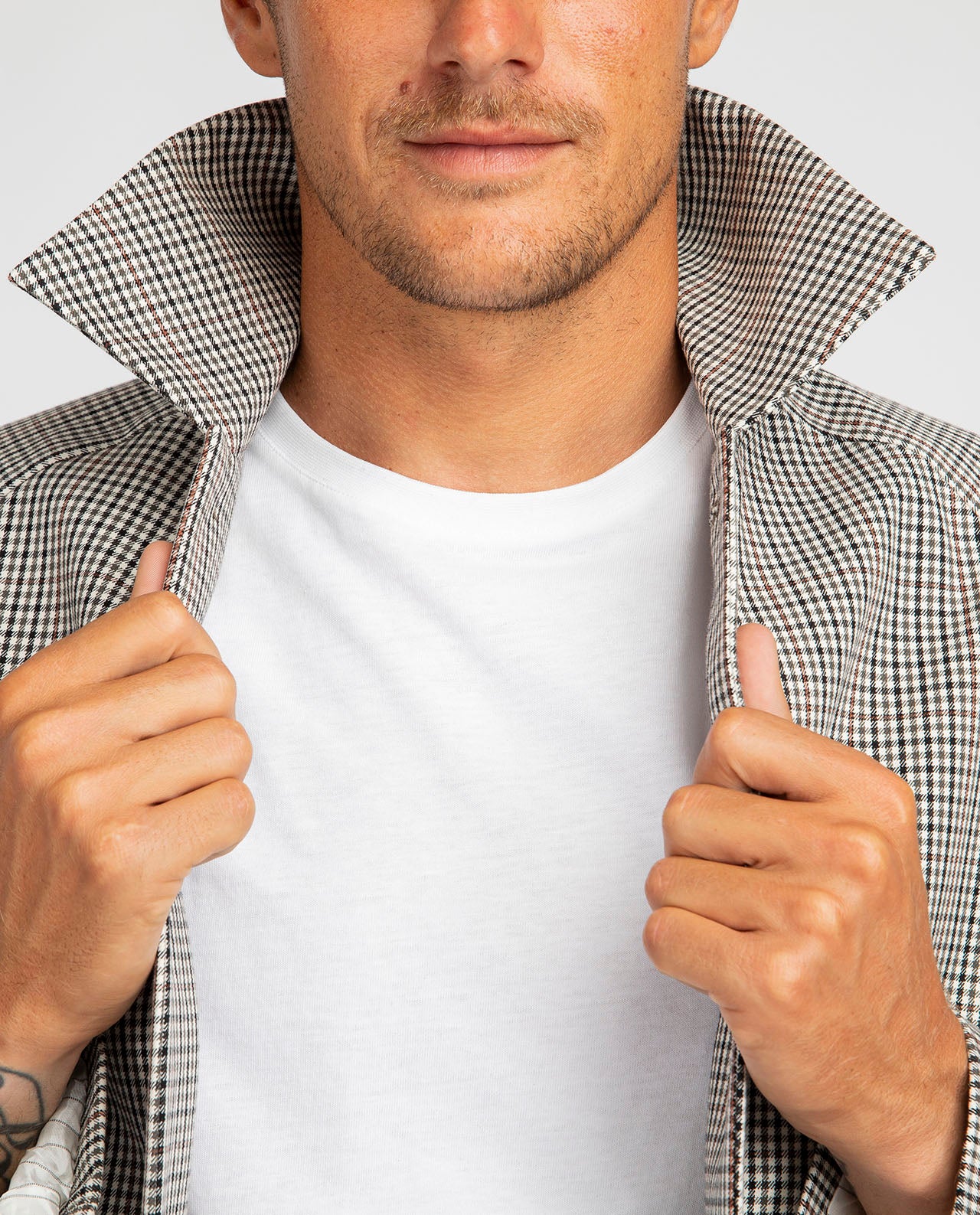 Manteau long à petits carreaux en coton bio