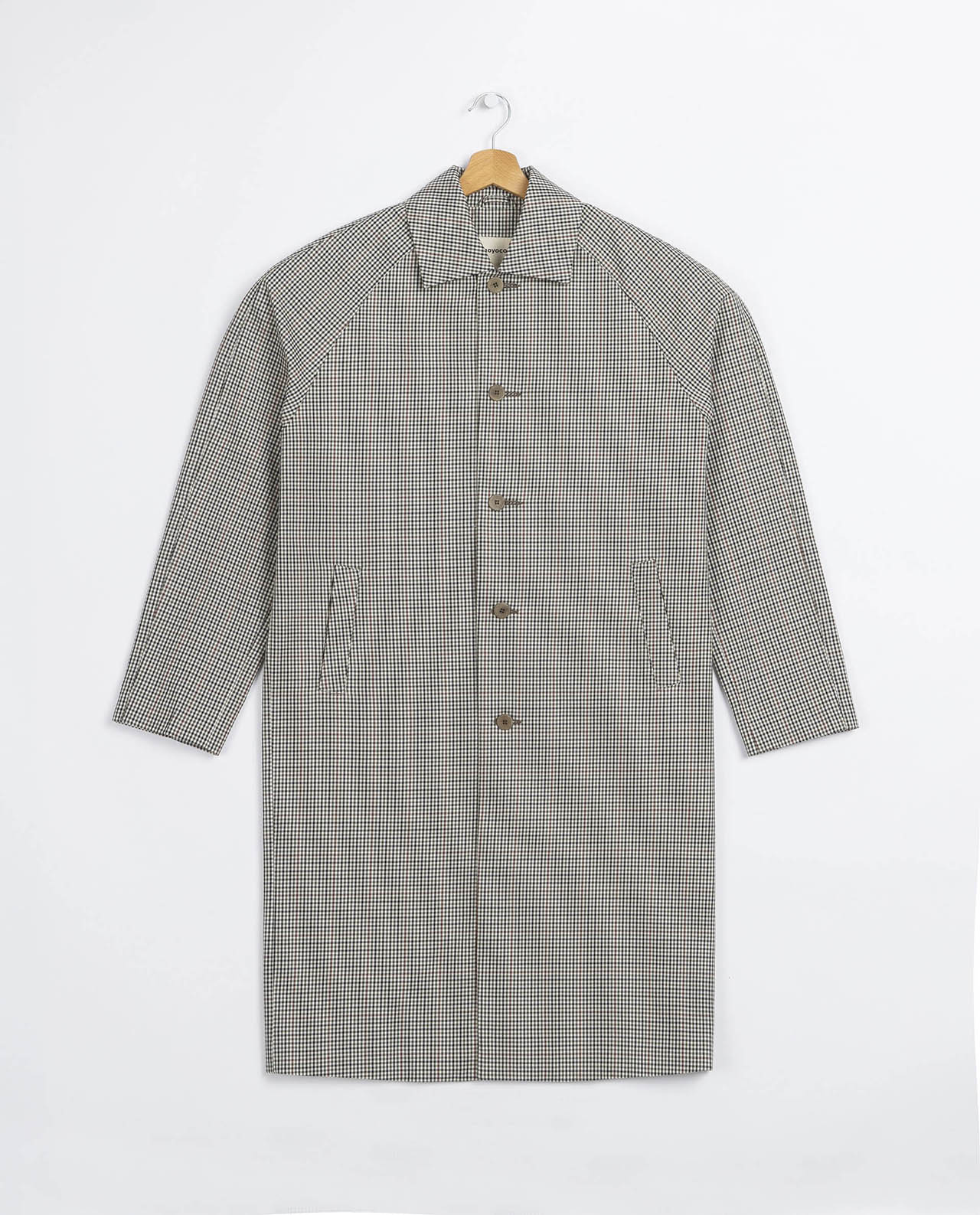 Manteau long à petits carreaux en coton bio
