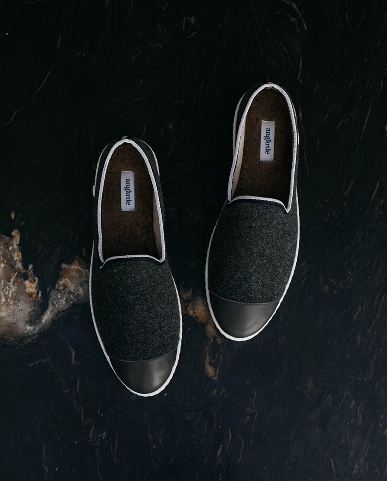 marché commun angarde chaussons homme slippers laine recyclée fabriqués en europe gris