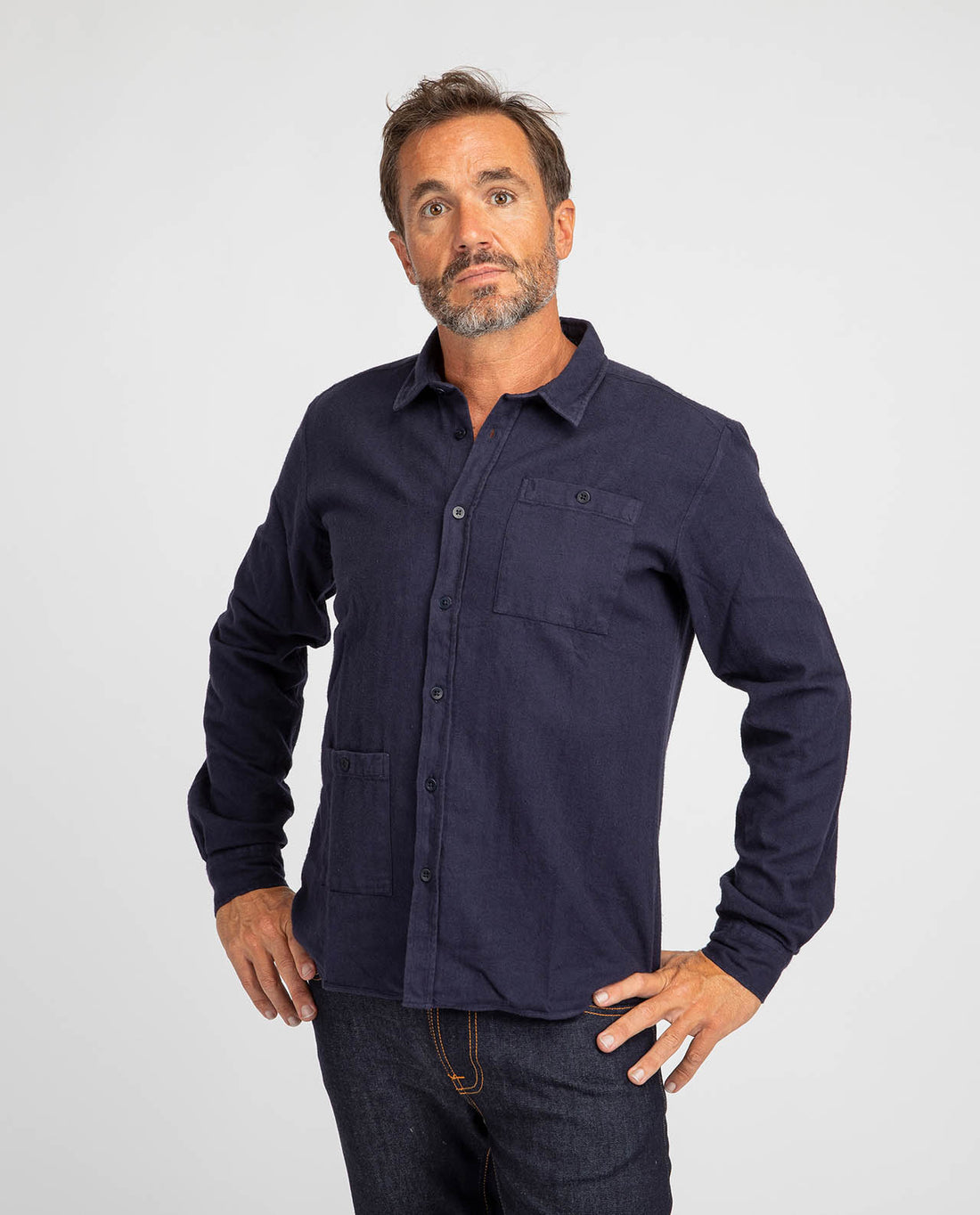 marché commun bask in the sun chemise homme éco-responsable bleu marine coton biologique naturel