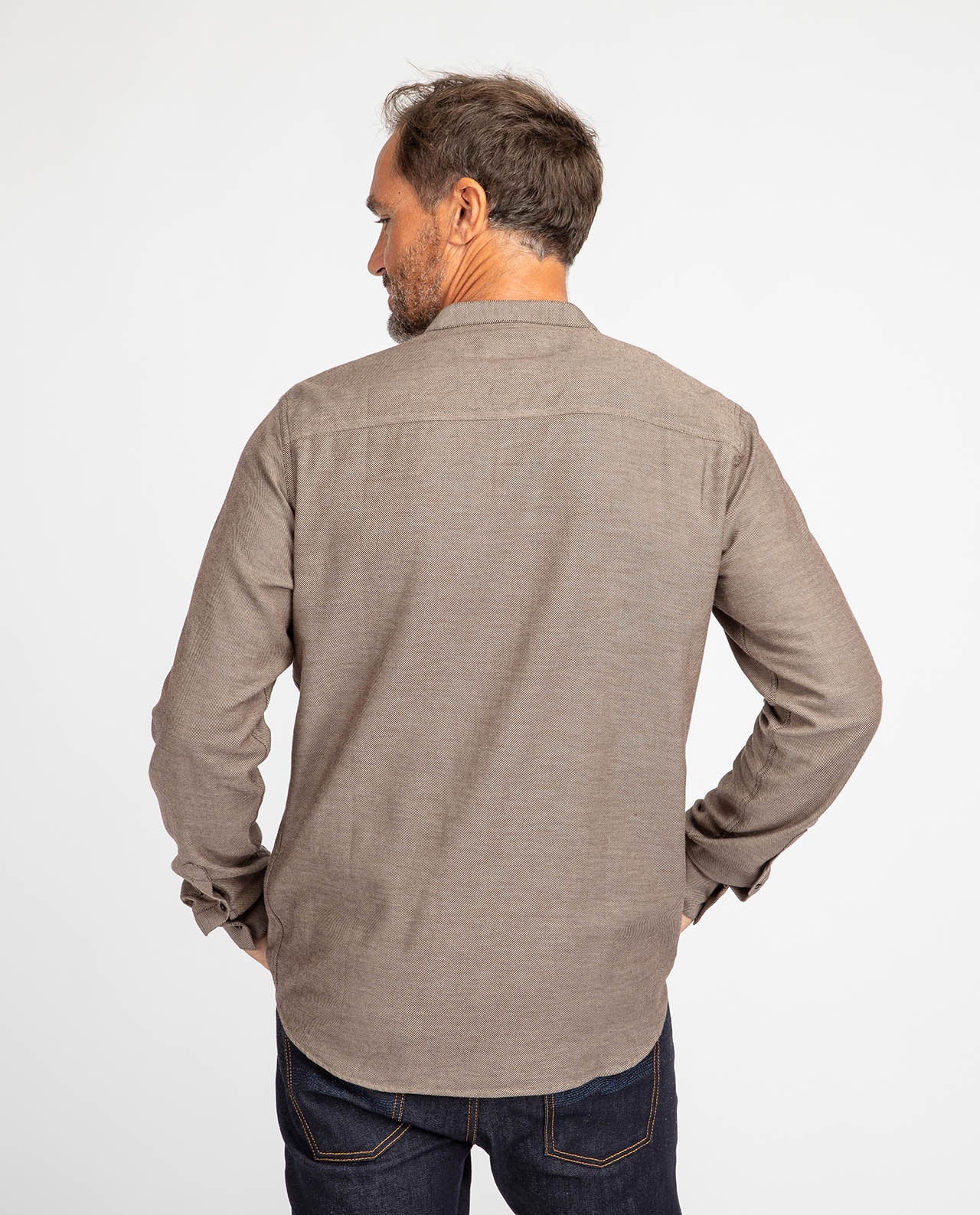 marché commun bask in the sun chemise homme col officier éthique marron