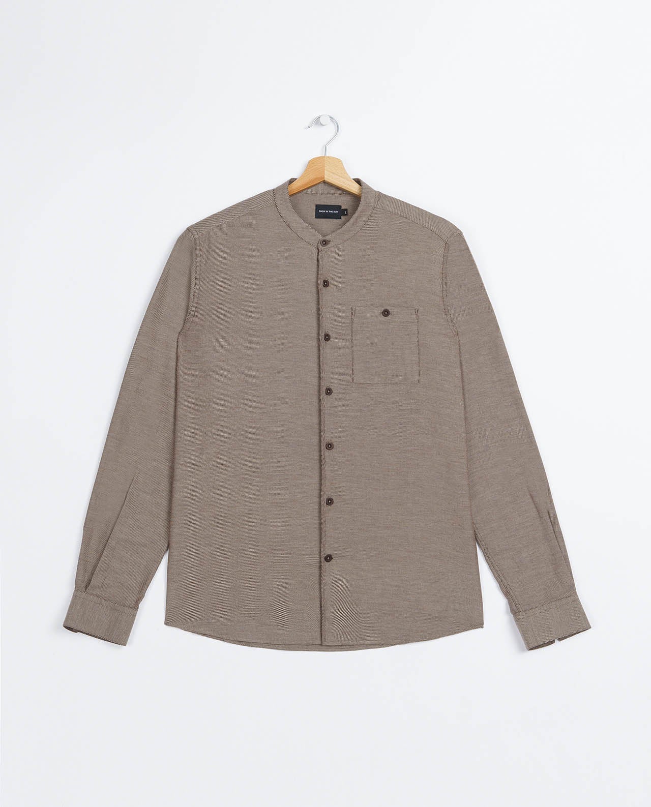 marché commun bask in the sun chemise homme col officier éthique marron