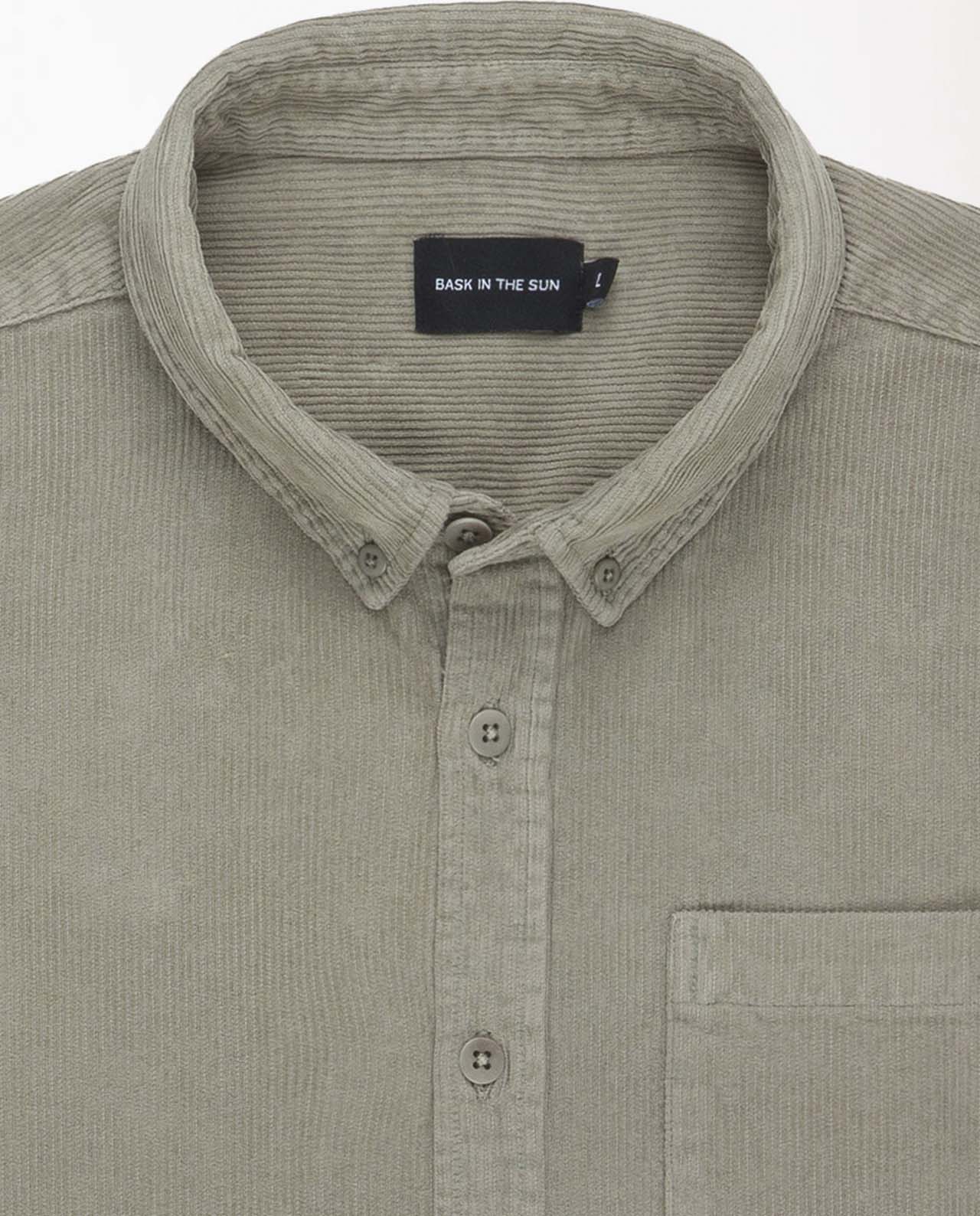 marché commun bask in the sun chemise velours côtelé homme éthique gris vert lichen fabriquée au portugal