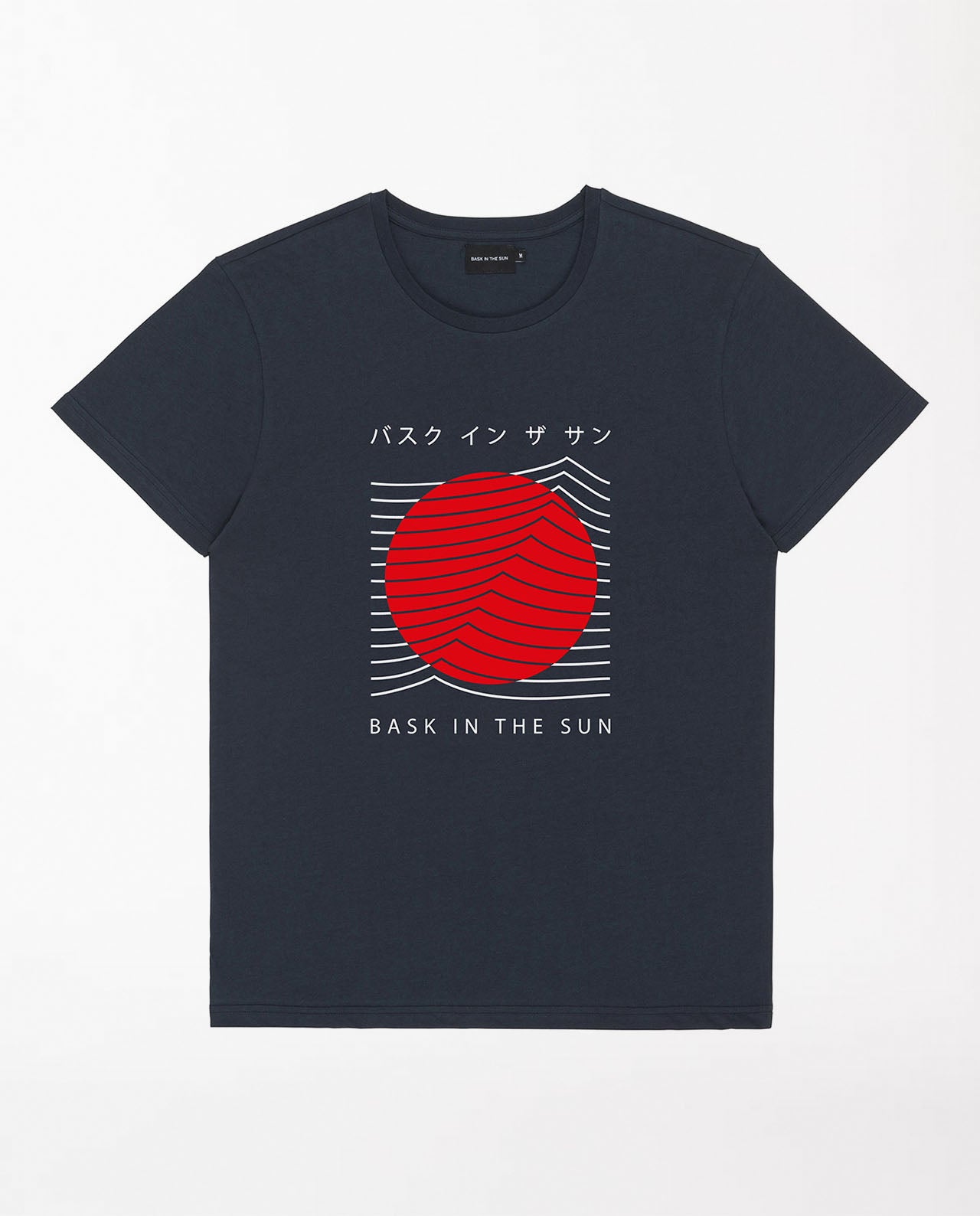 marché commun bask in the sun t-shirt manches courtes éthique imprimé coton biologique tokyo bleu marine