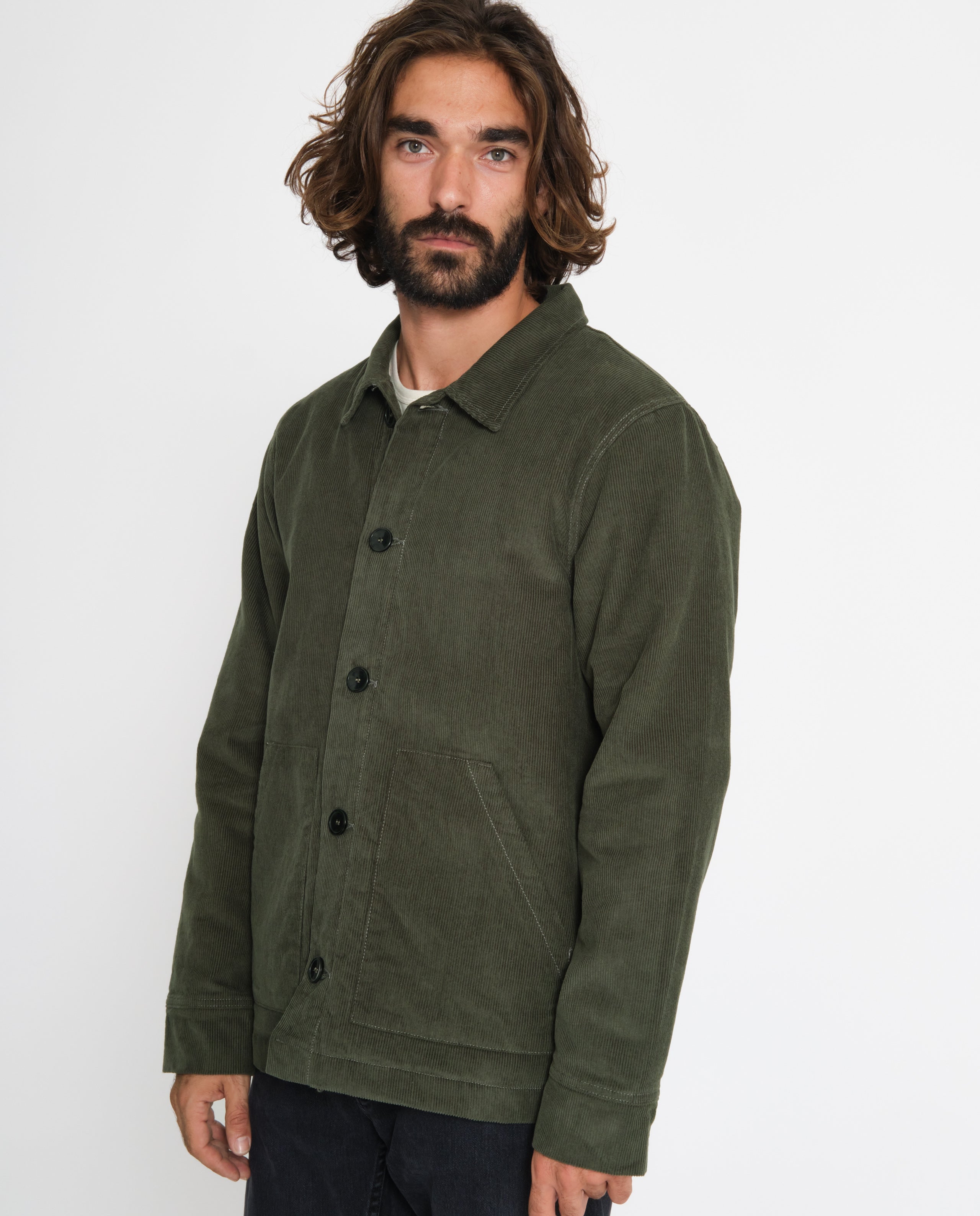 Dark Green Corduroy Jacket Veste Velour Vert Homme JACKER Chemise