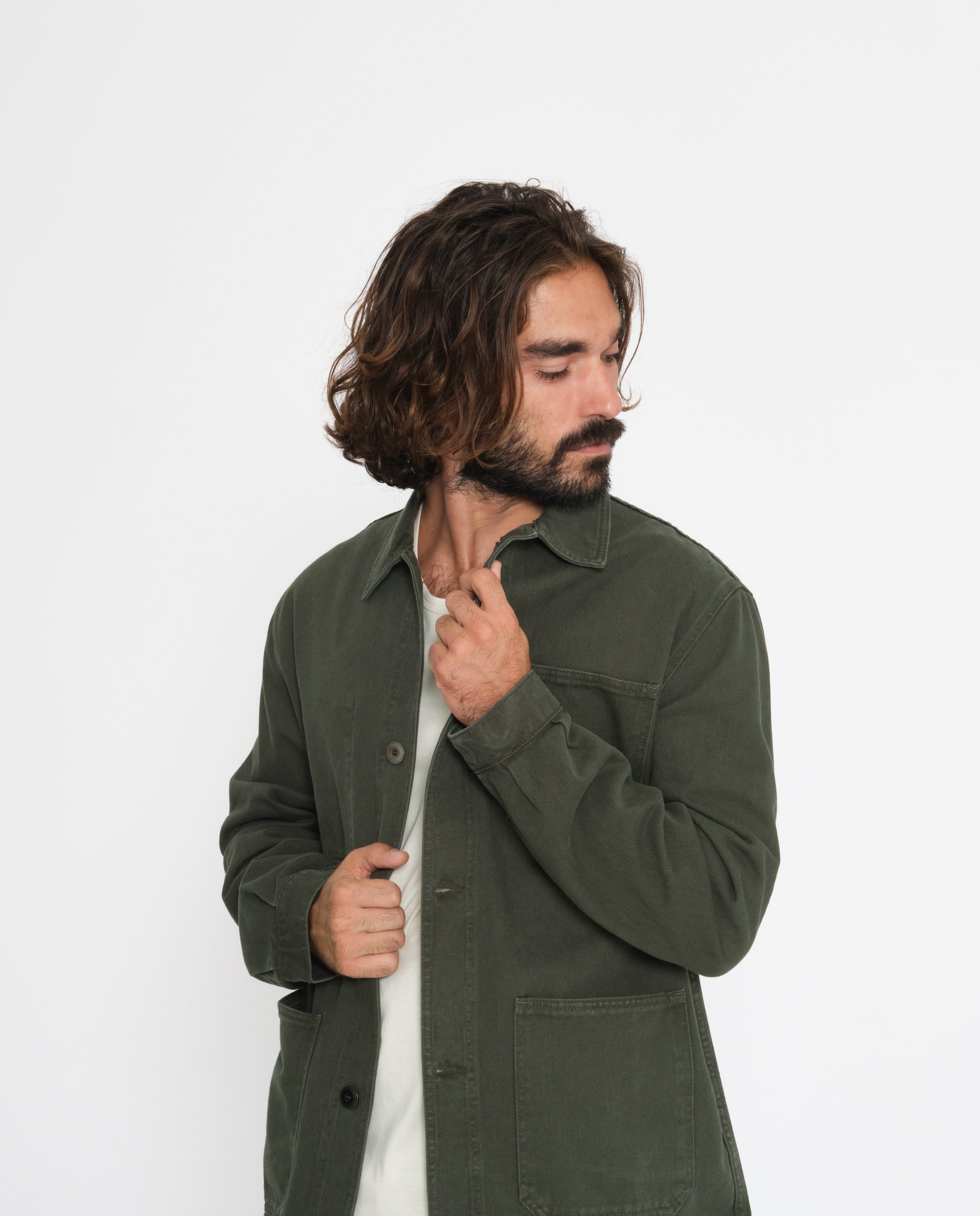 marché commun bask in the sun veste travail coton biologique vert fôret fabriquée au Portugal