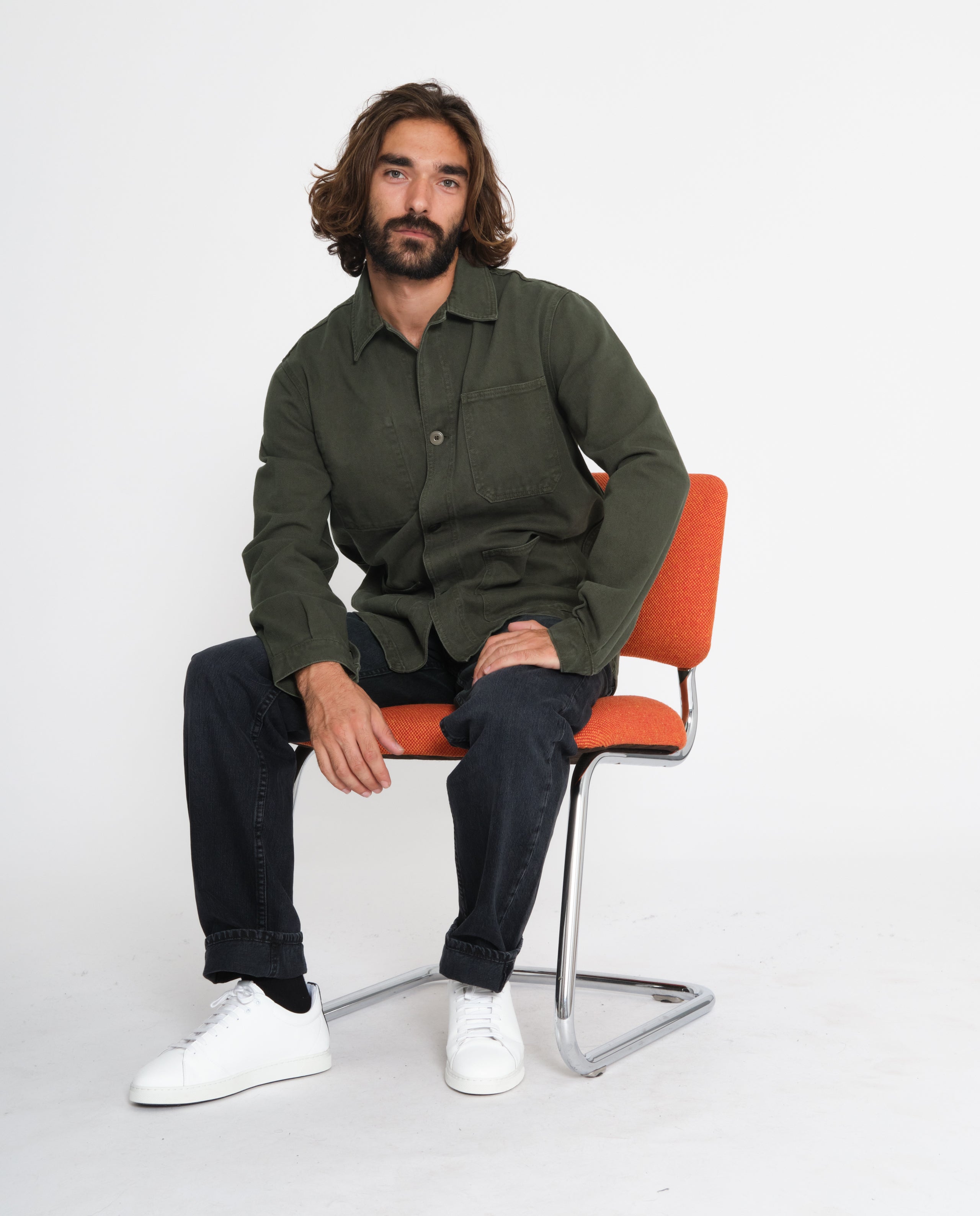 marché commun bask in the sun veste travail coton biologique vert fôret fabriquée au Portugal