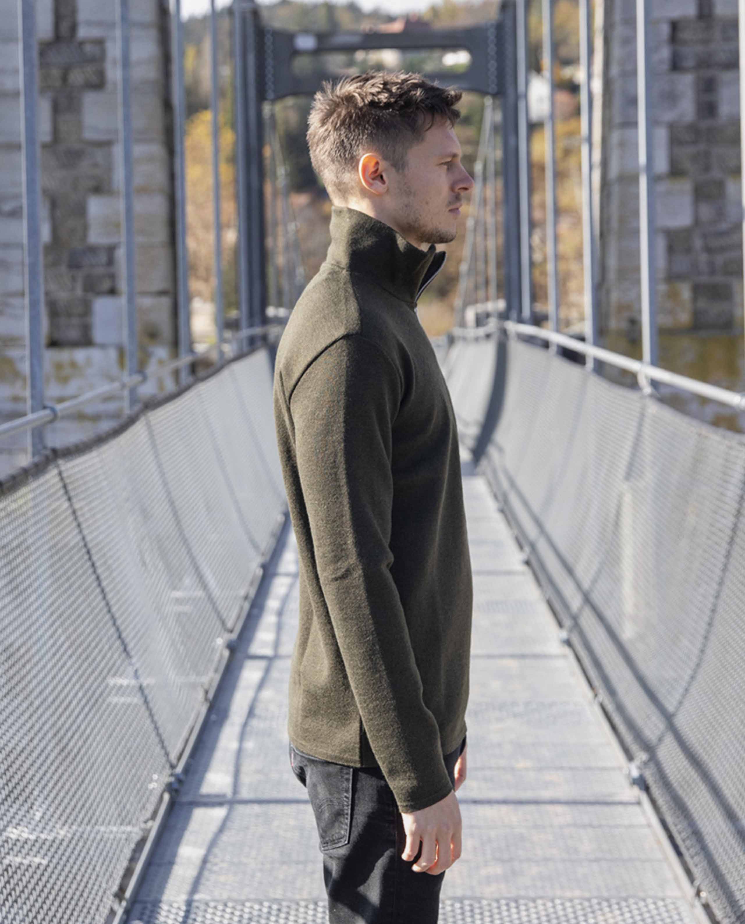 marché commun cabane pull camioneur laine mérinos extra fine homme éthique fabriqué en france kaki