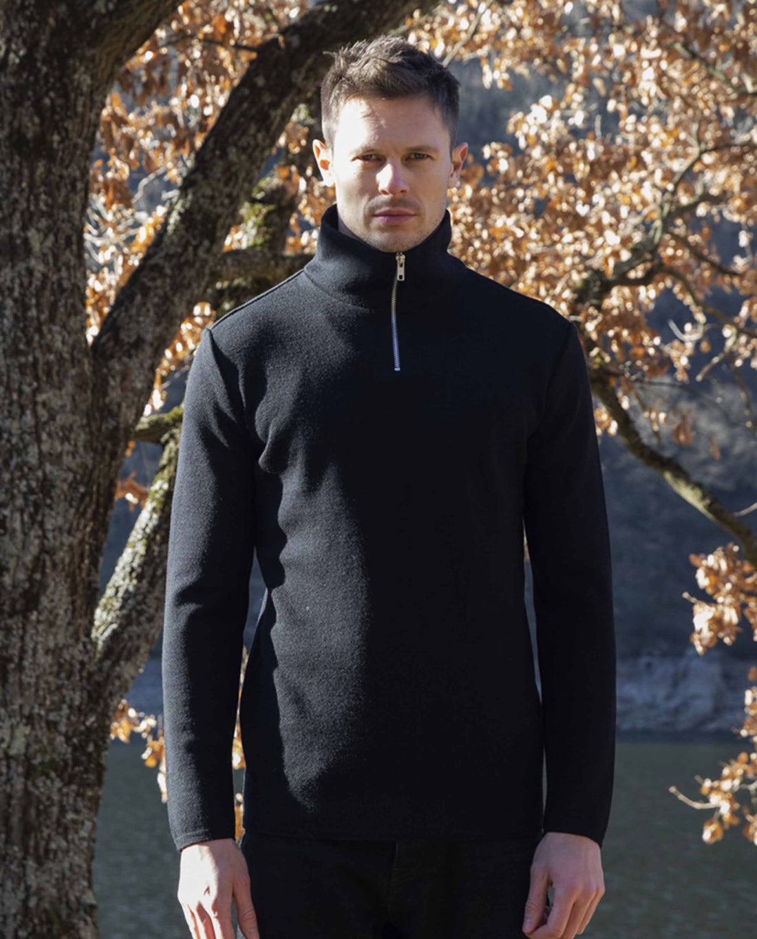 marché commun cabane pull camioneur laine mérinos extra fine homme éthique fabriqué en france noir